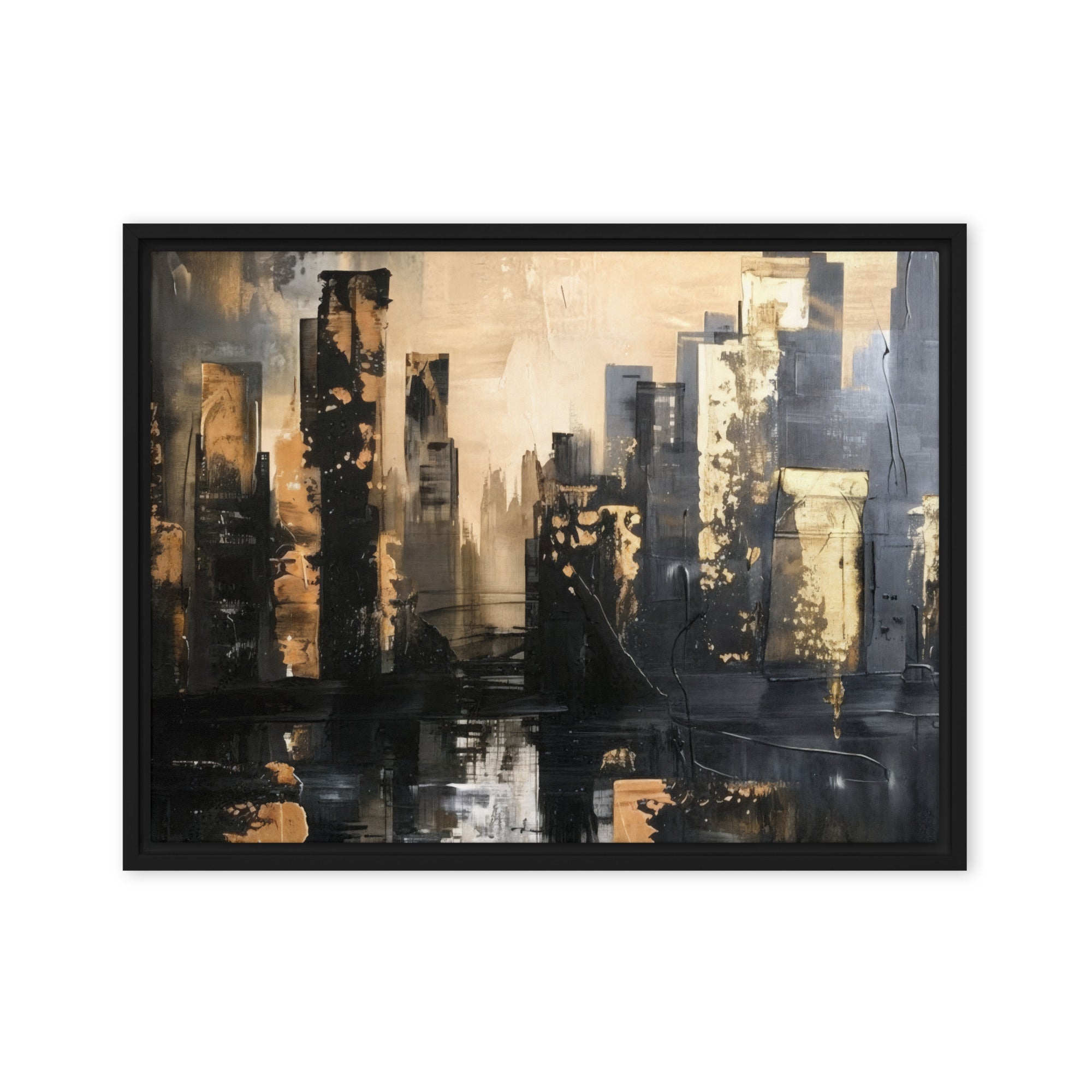 Sommet framed canvas skyline front-facing product image in white frame, 18 x 24 inch large size