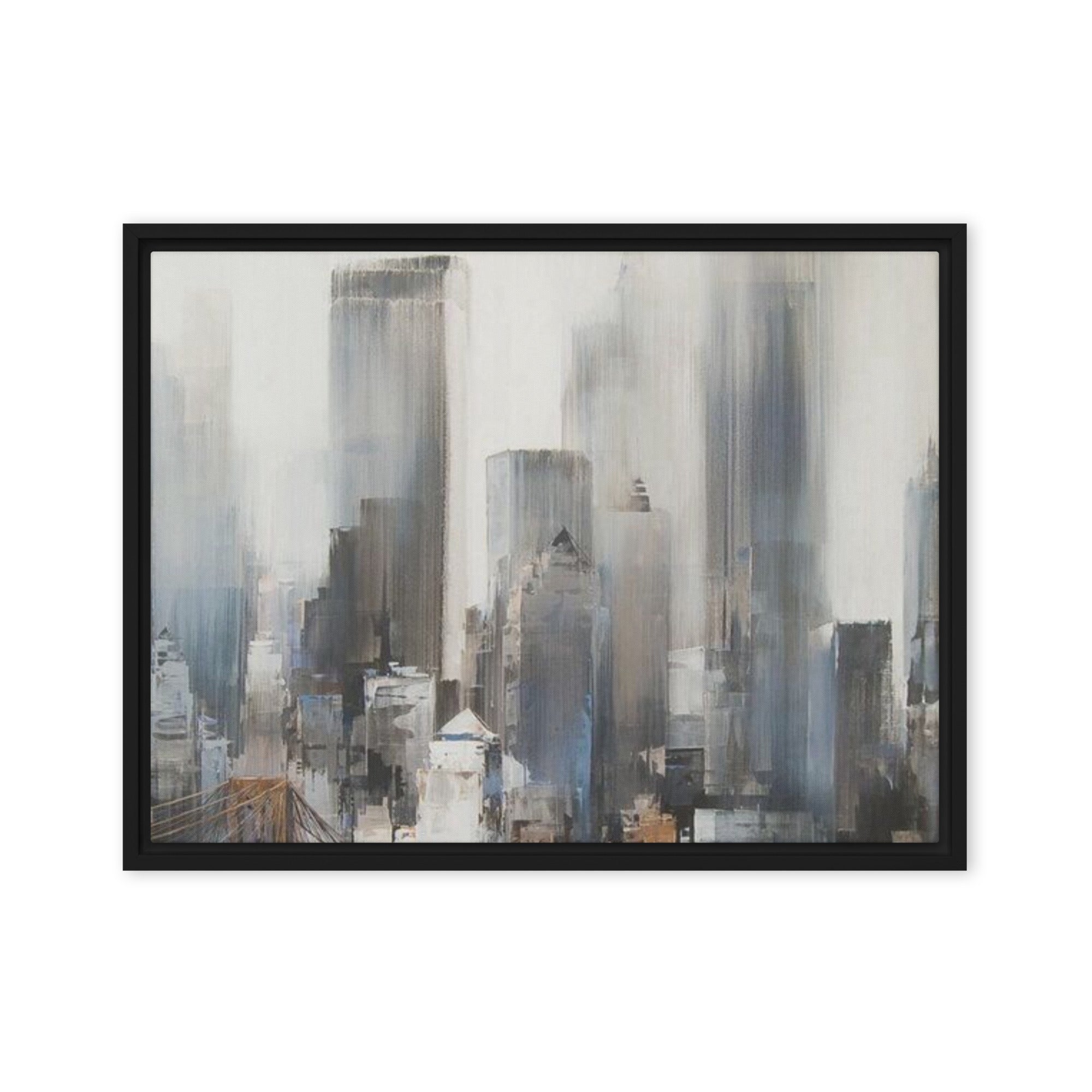 Vanguard wall art product image as a framed canvas skyline in black frame, 12 x 18 inch universal size
