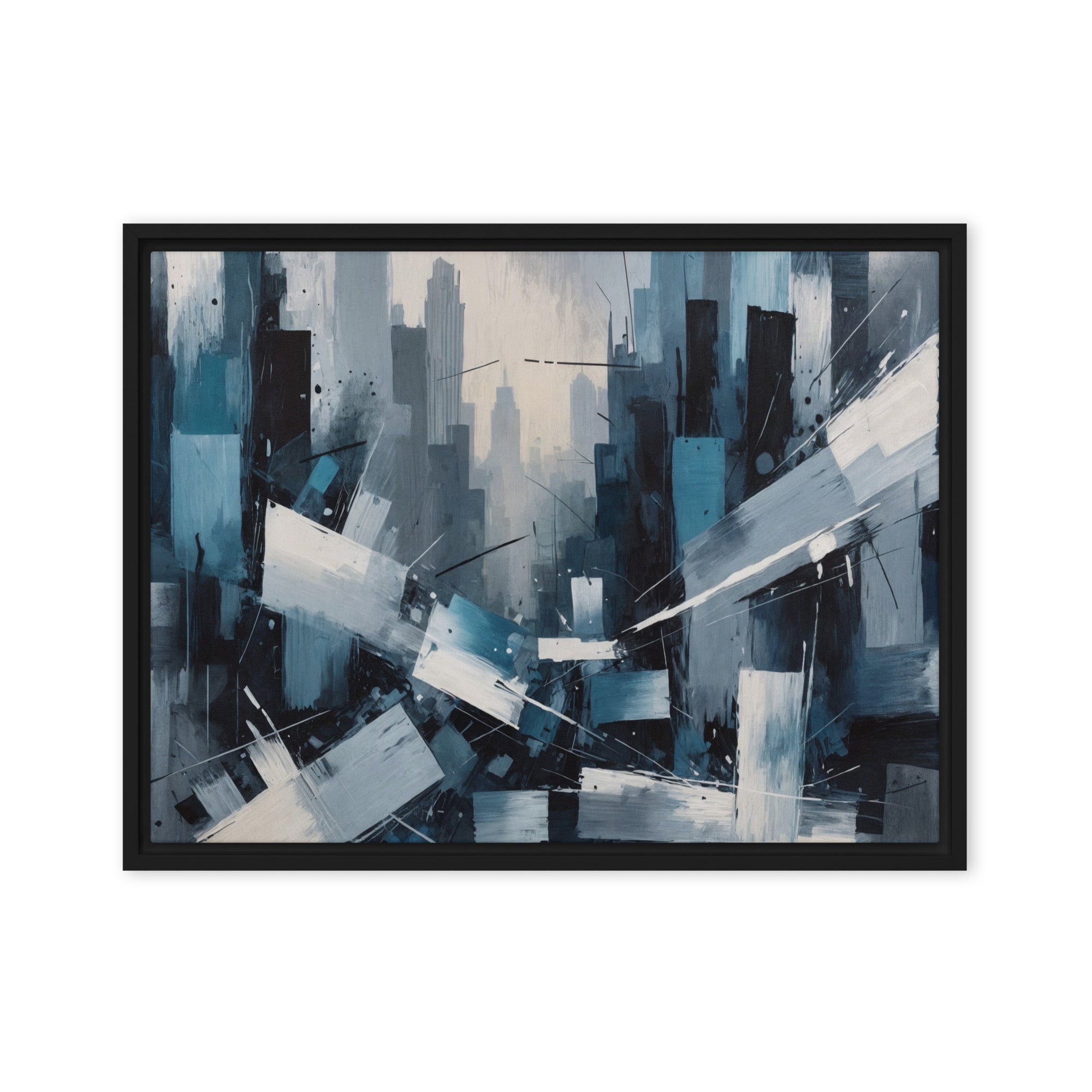 Zephyr framed canvas skyline product view in white frame, 20 x 30 inch large size