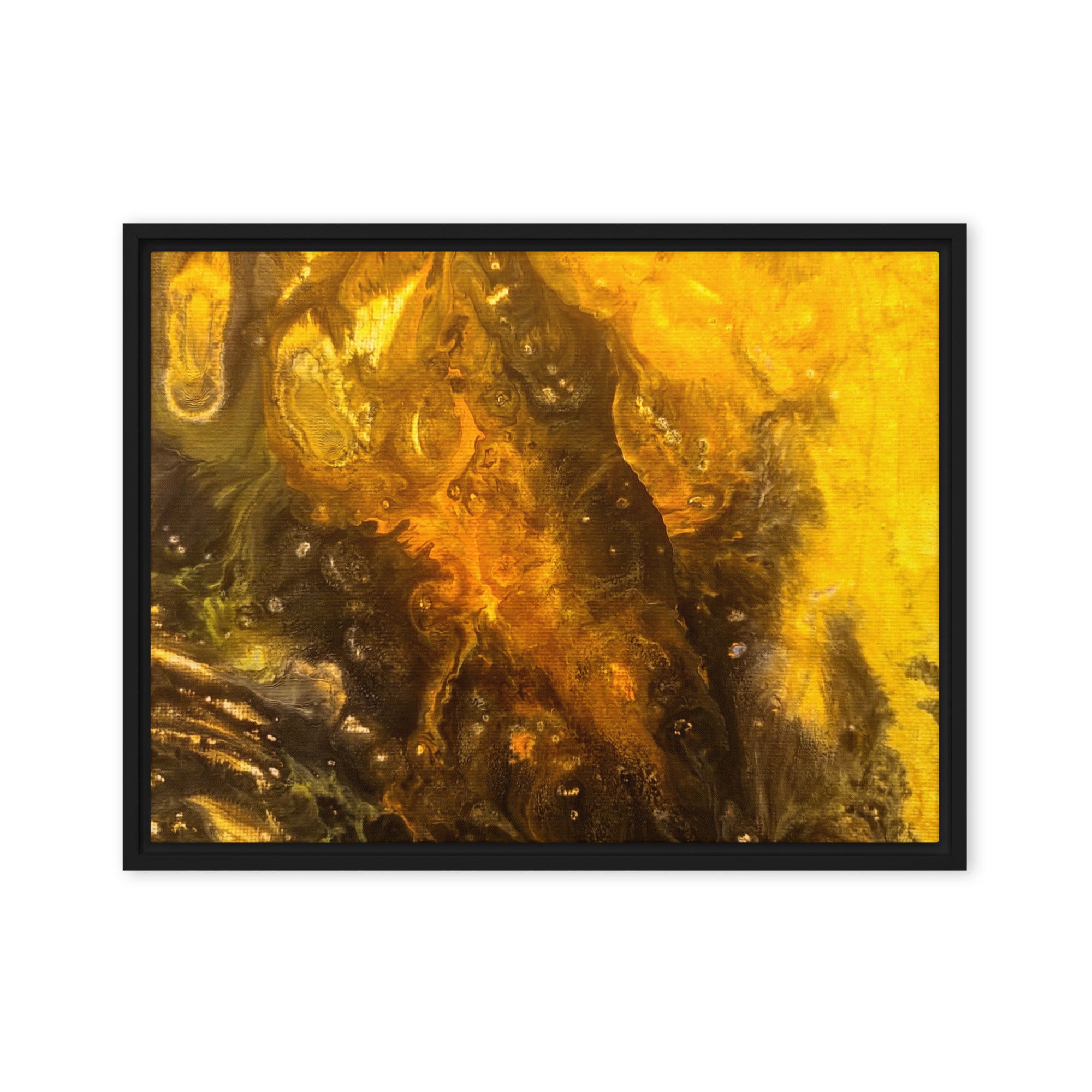 Flame framed canvas print wall display image in white frame, 16 x 20 inch universal size