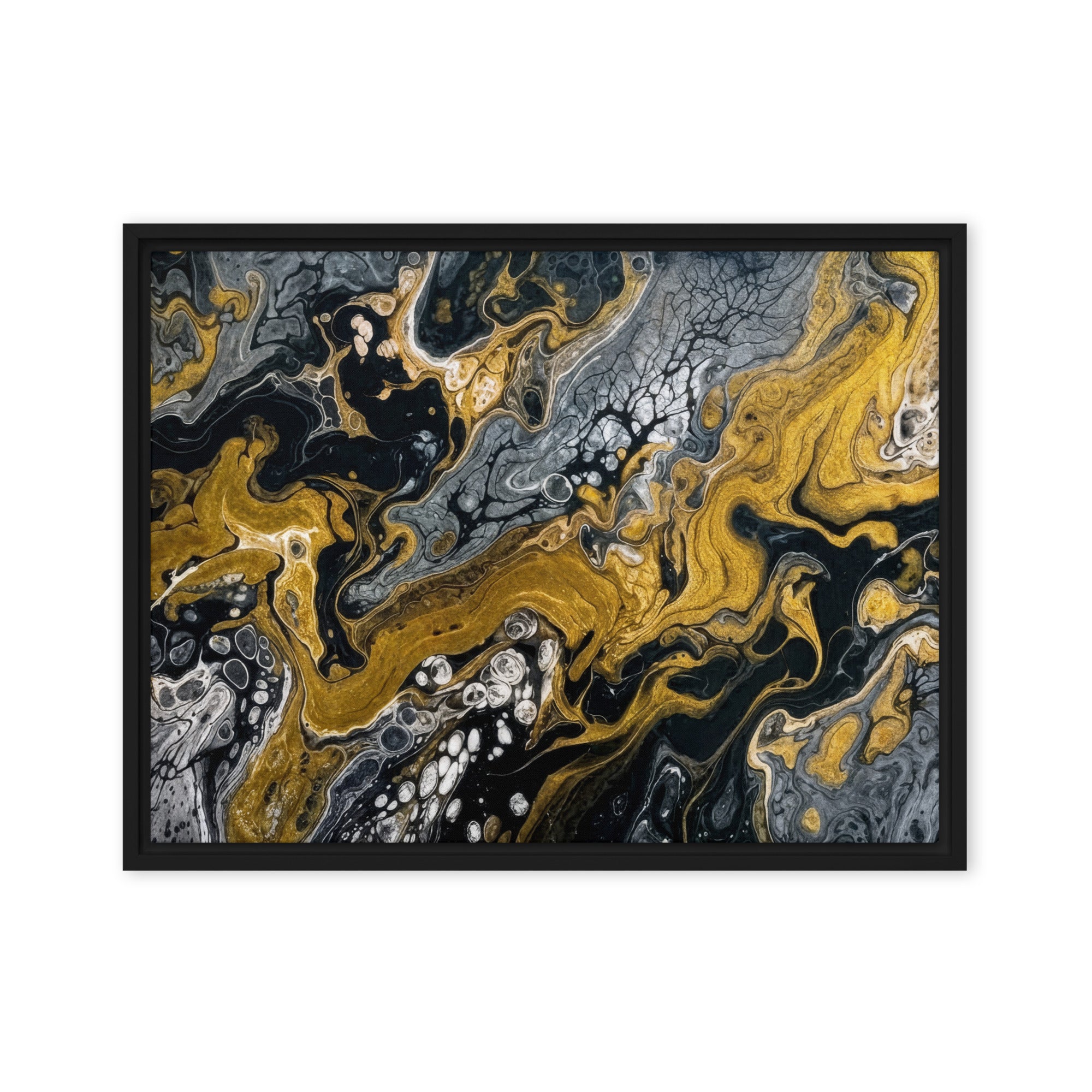 Aurum wall art product image as a framed canvas print in white frame, 12 x 18 inch universal size