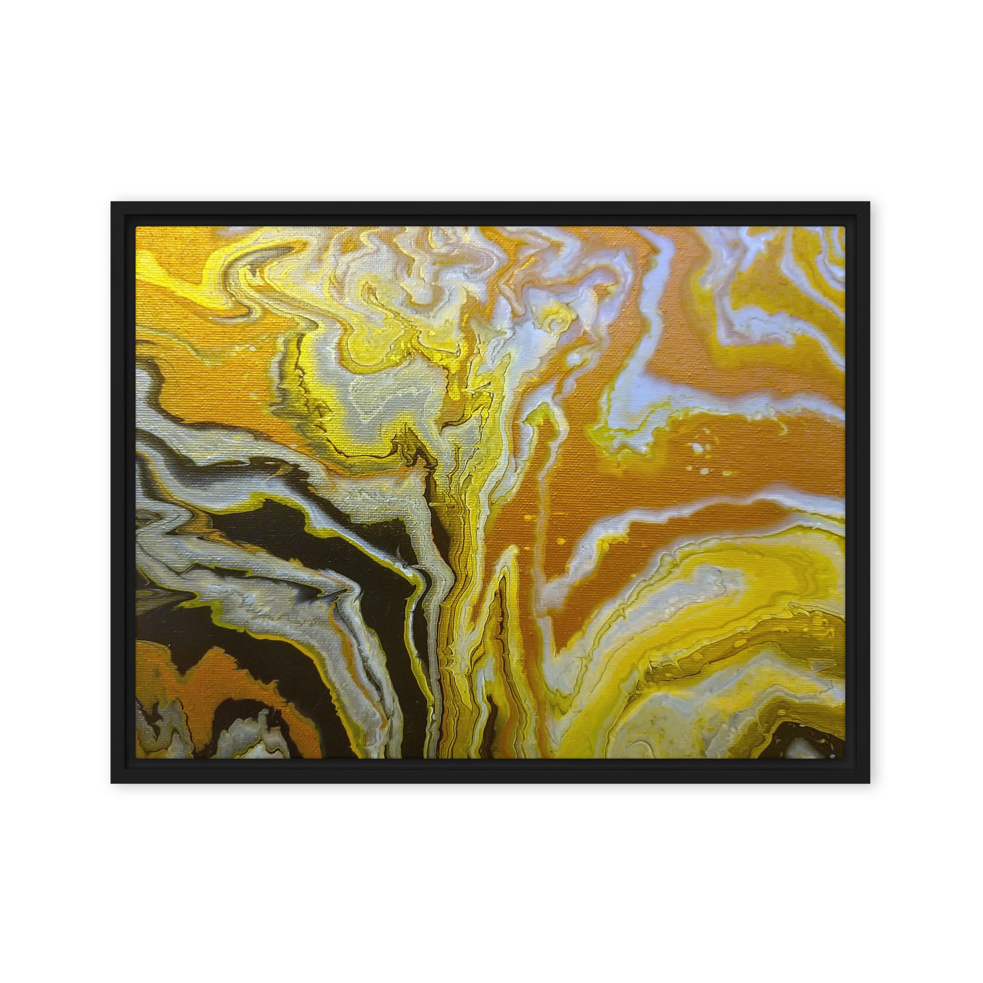 Golden Surge framed canvas print wall display image in white frame, 16 x 20 inch universal size