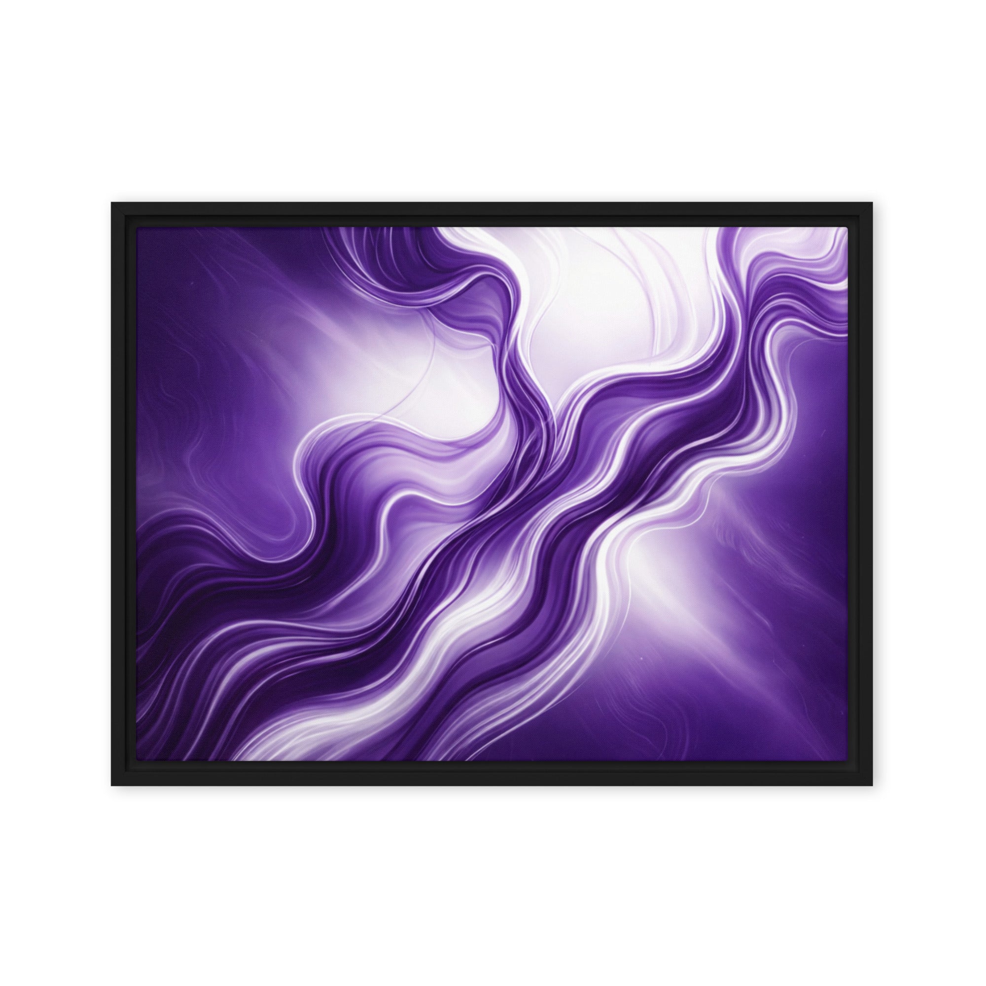 Silk framed canvas print product mockup in white frame, 18 x 24 inch large size