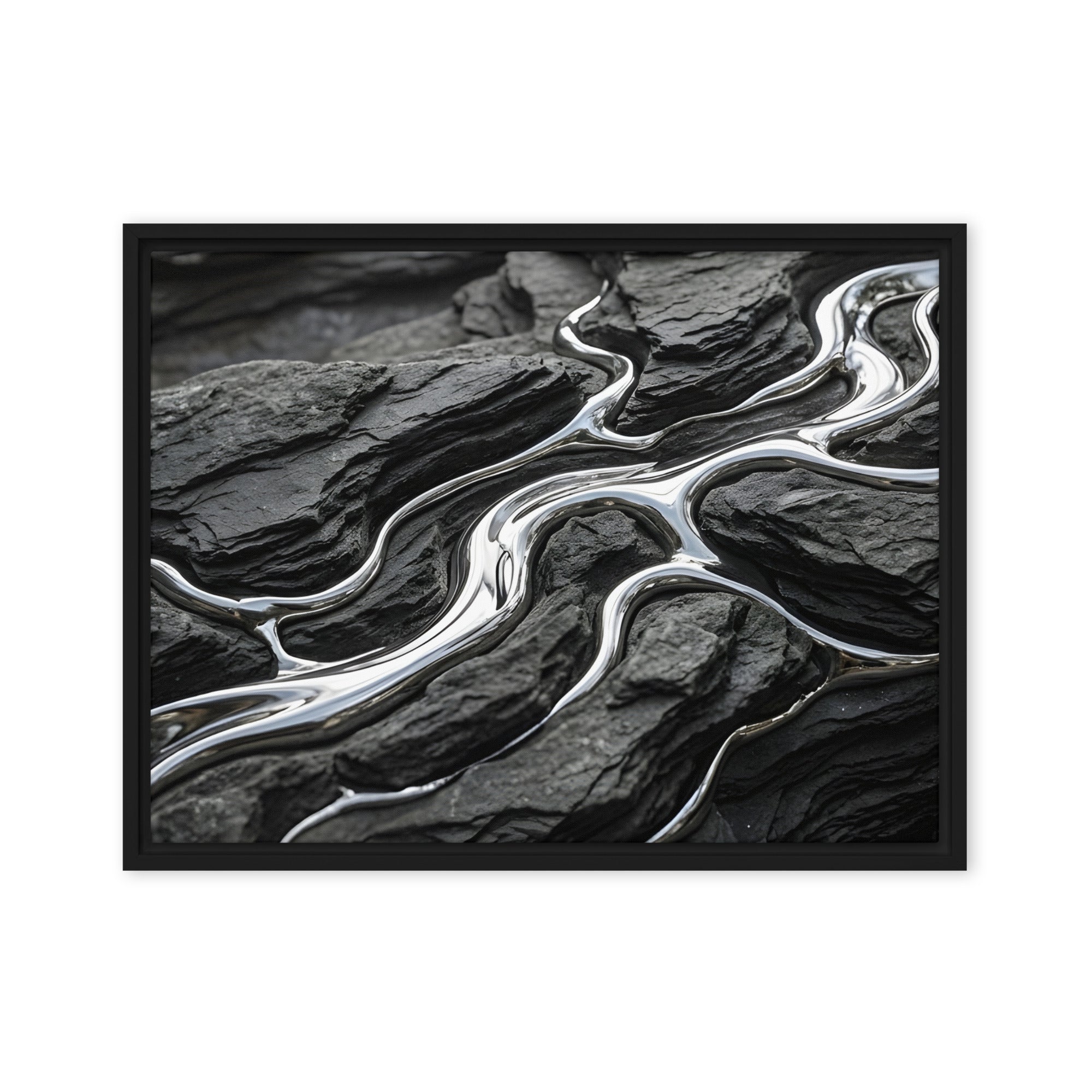 Basalt framed canvas print shown in front view in black frame, 11 x 14 inch universal size