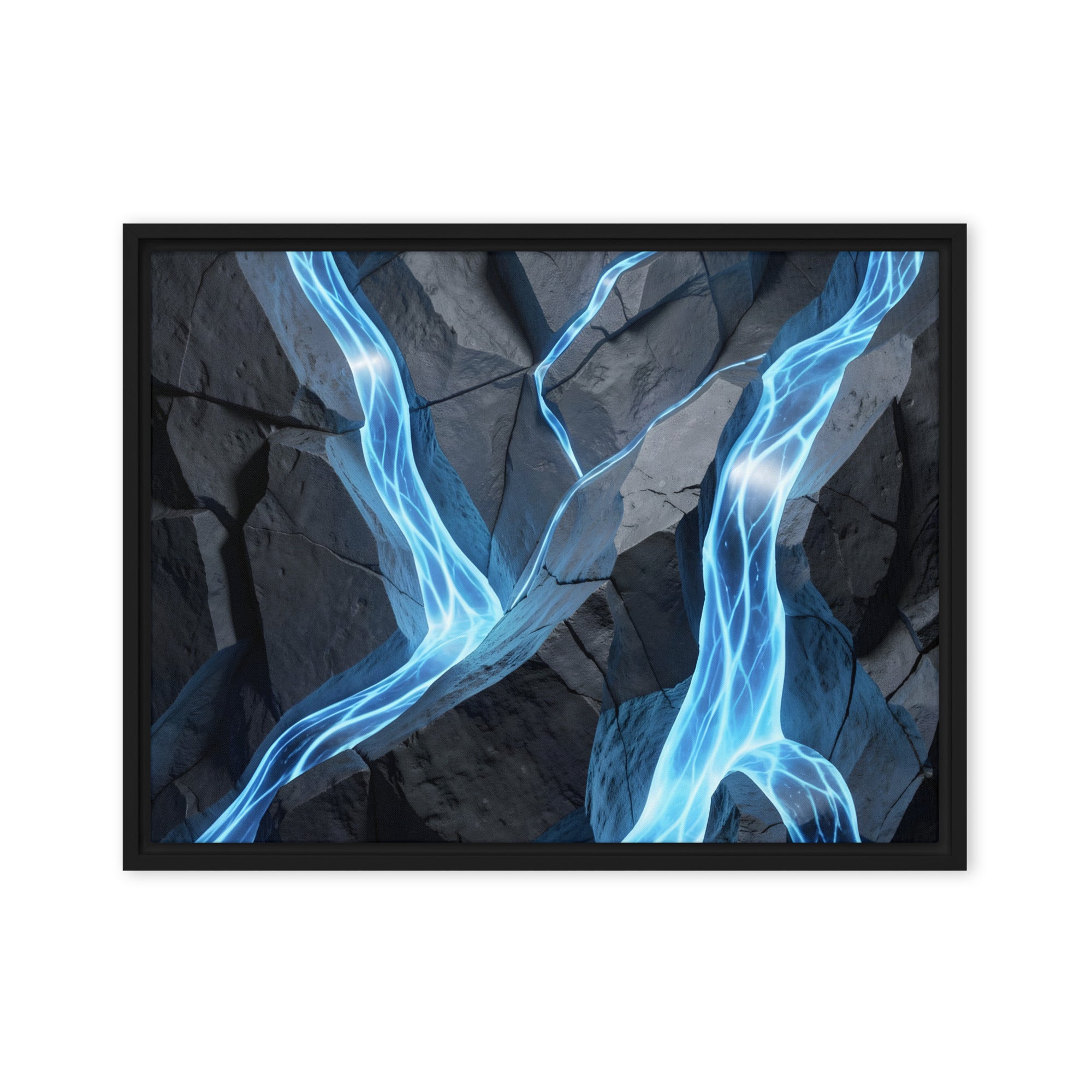 Tephra framed canvas print product mockup in white frame, 18 x 24 inch large size