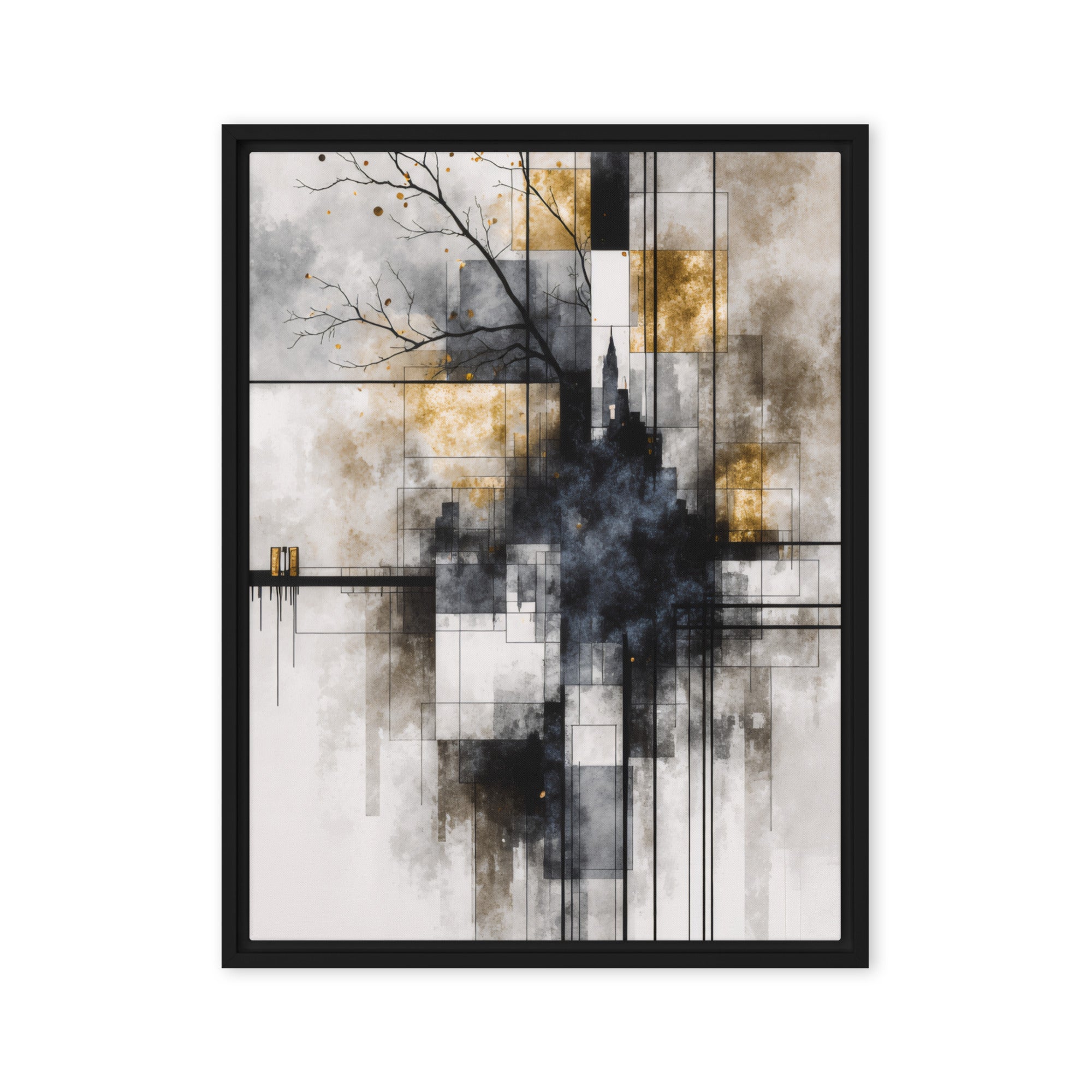 Alchemy framed canvas print product mockup in white frame, 18 x 24 inch large size