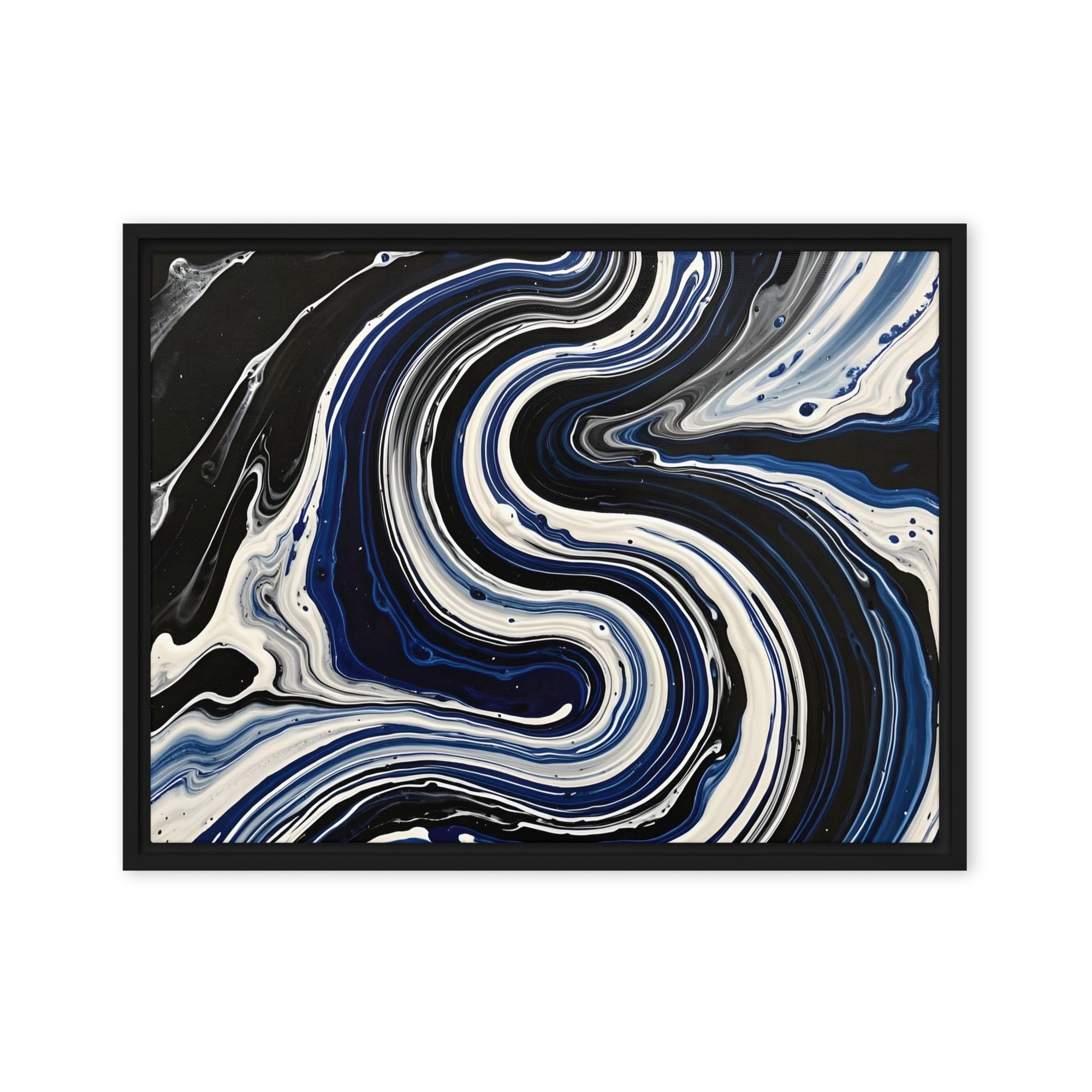 Midnight Surge framed canvas print product mockup in white frame, 18 x 24 inch large size