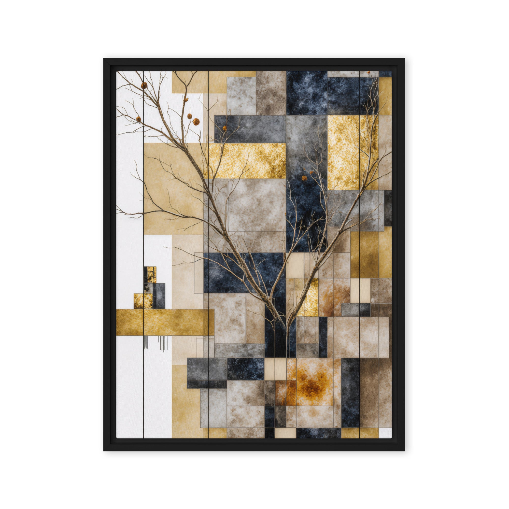 Solari framed canvas print product mockup in white frame, 18 x 24 inch large size