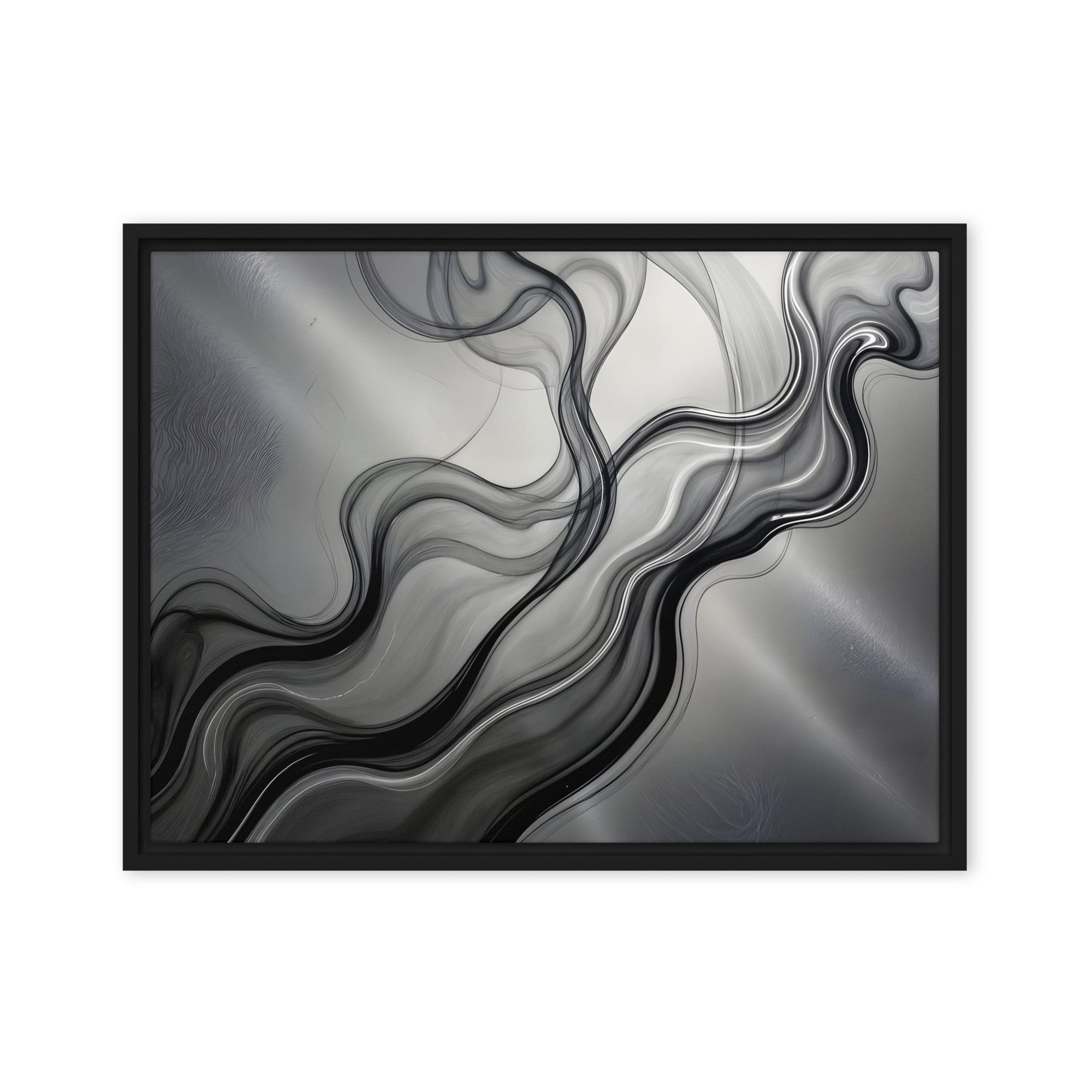 Smoke framed canvas print product mockup in white frame, 18 x 24 inch large size