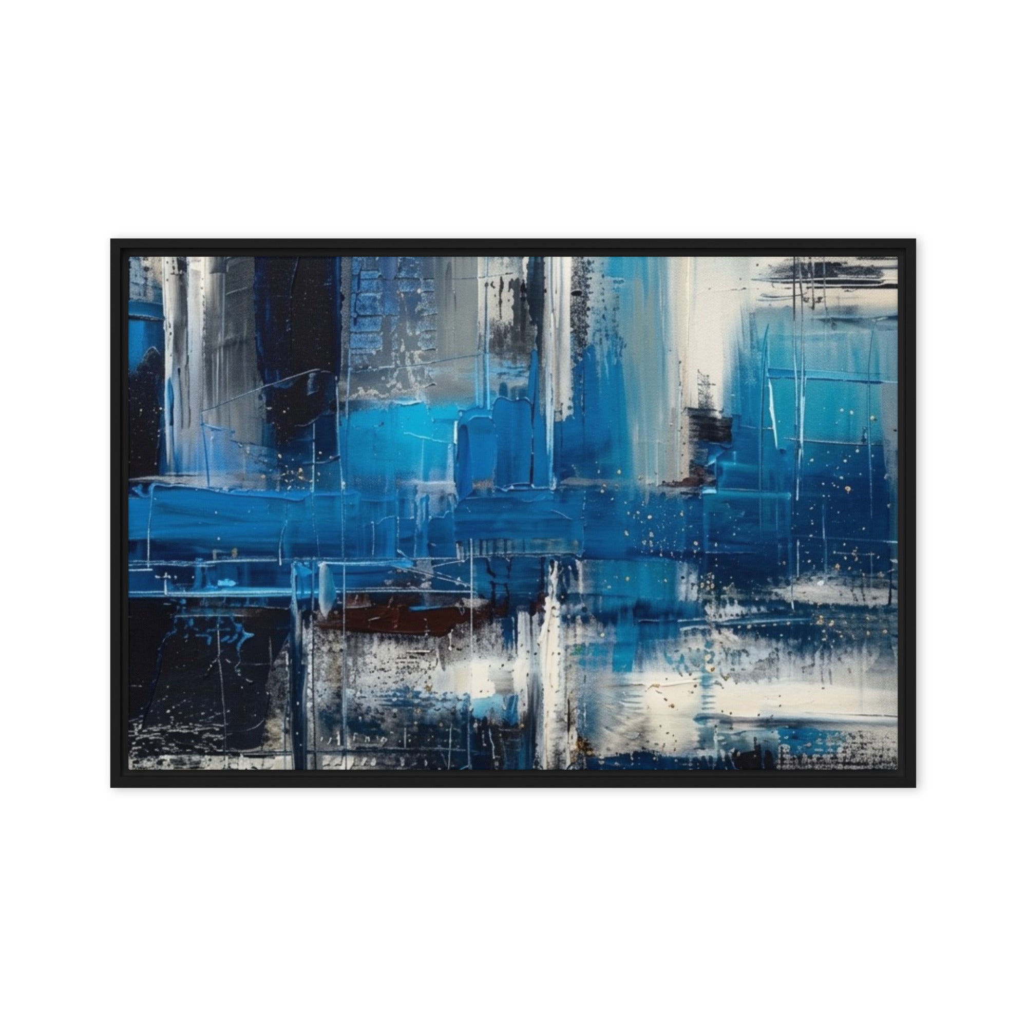 Isle framed canvas print product mockup in white frame, 20 x 30 inch large size