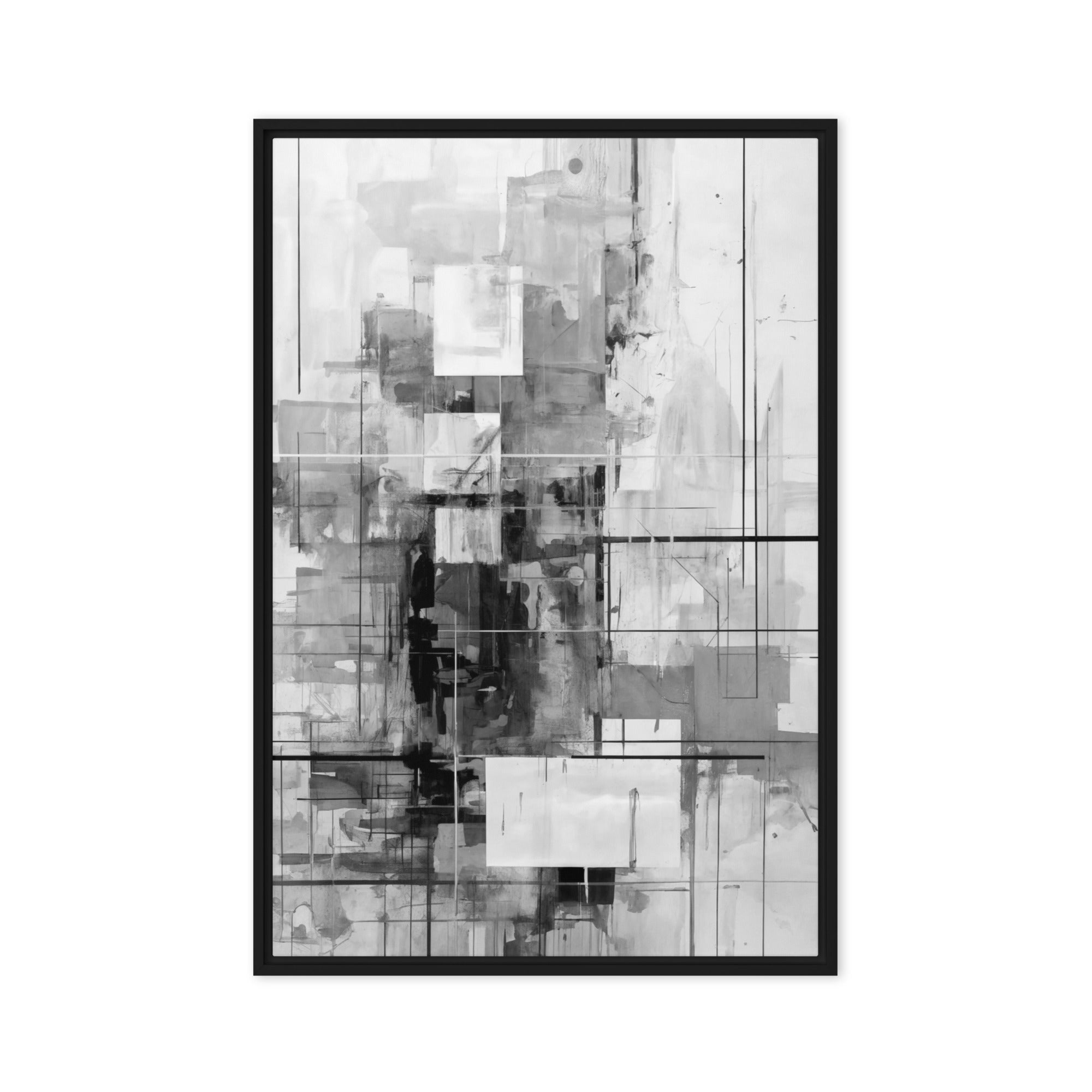 Betrayal framed canvas abstract urban front-facing product image in white frame, 20 x 28 inch large size