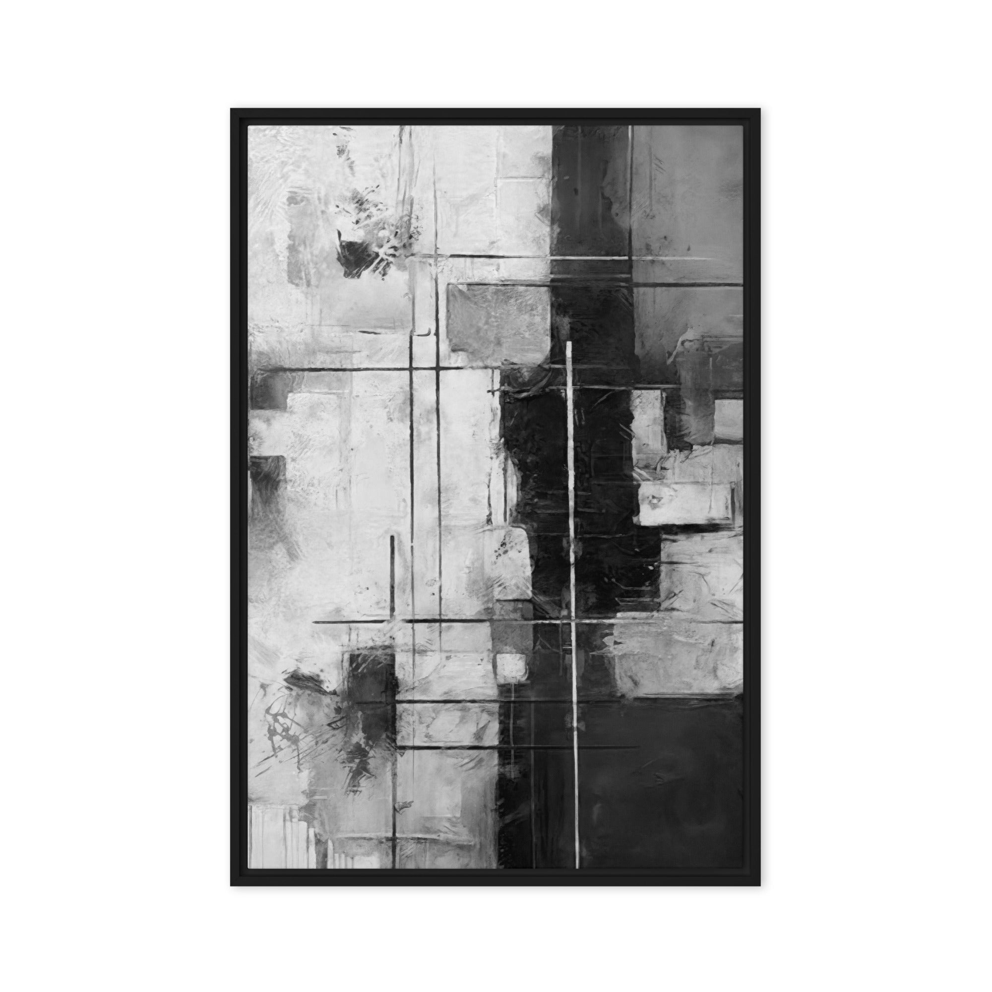 Beware framed canvas urban product image in brown frame, 24 x 36 inch statement piece