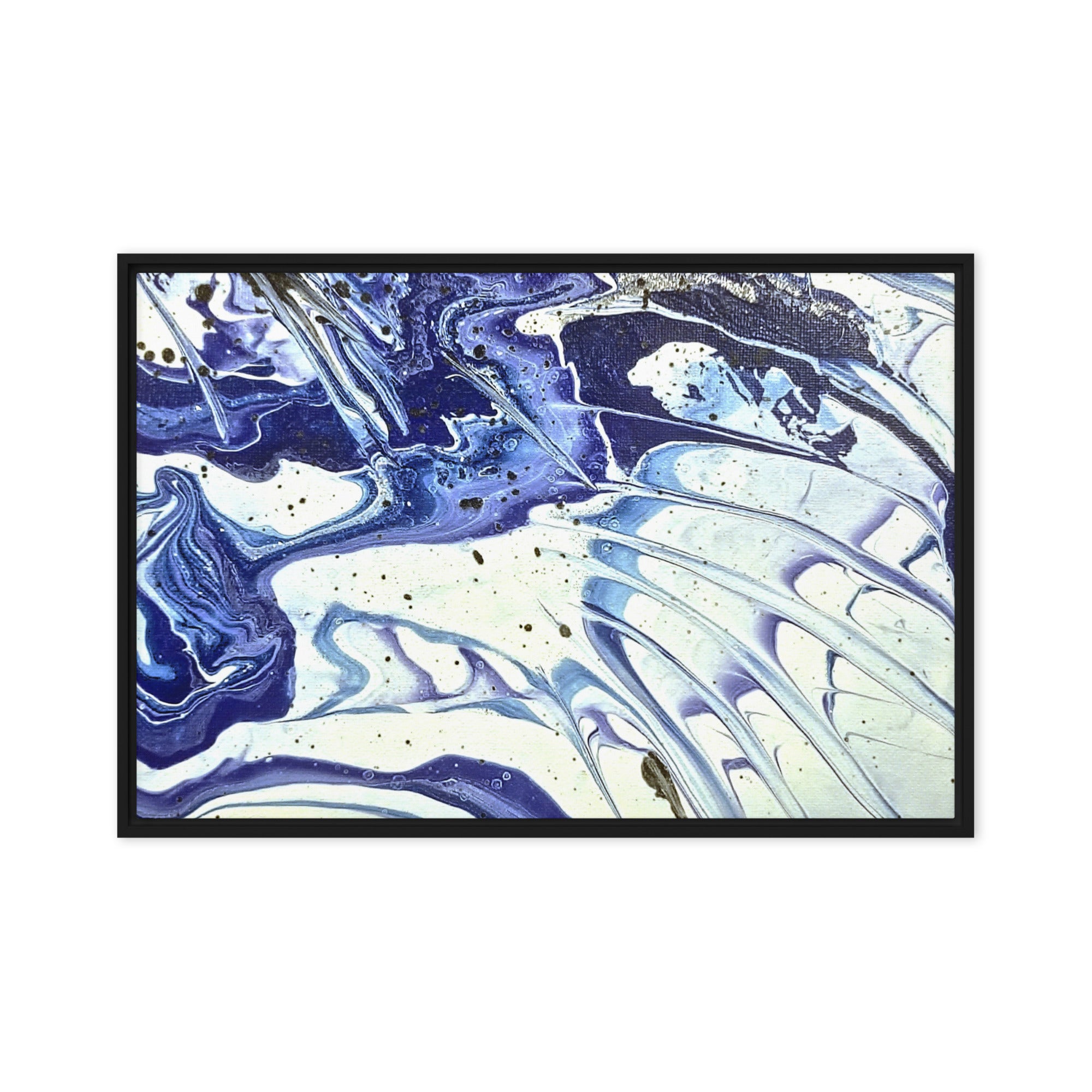 Cobalt framed canvas print image for product listing in white frame, 20 x 30 inch large size