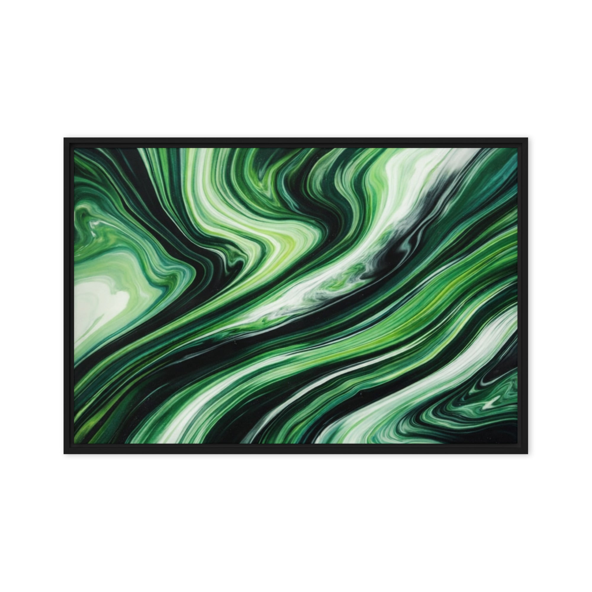 Verdant framed canvas print product mockup in white frame, 20 x 30 inch large size