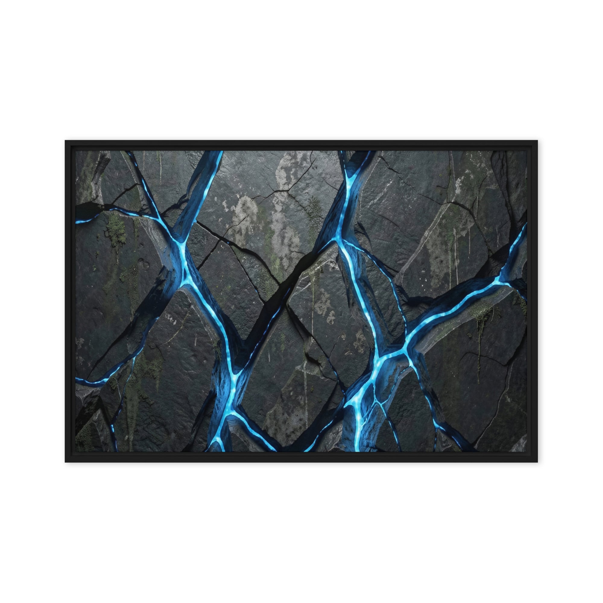 Igneous framed canvas print shown in front view in black frame, 8 x 10 inch universal size