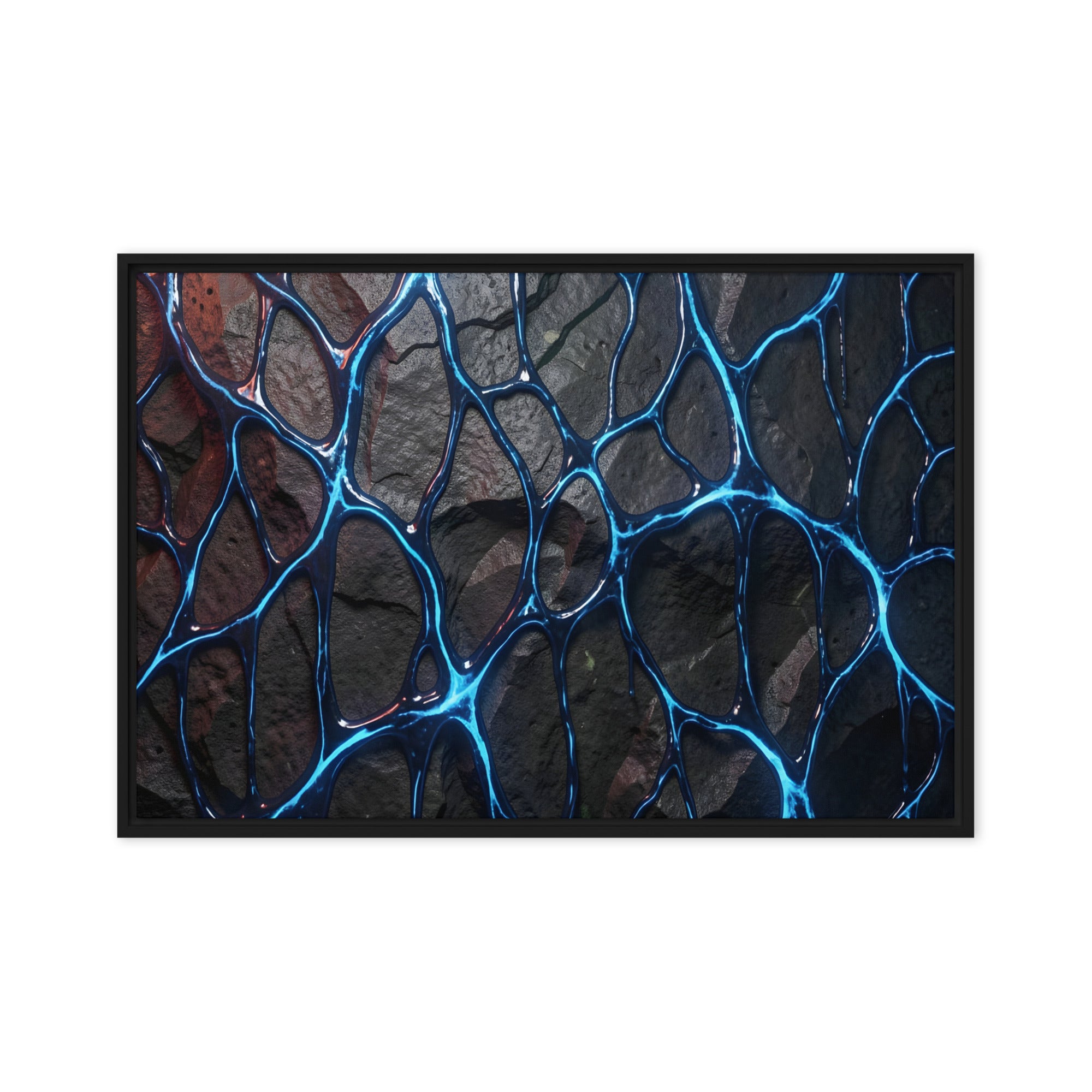 Magmatic framed canvas print with product details shown in white frame, 24 x 32 inch large size