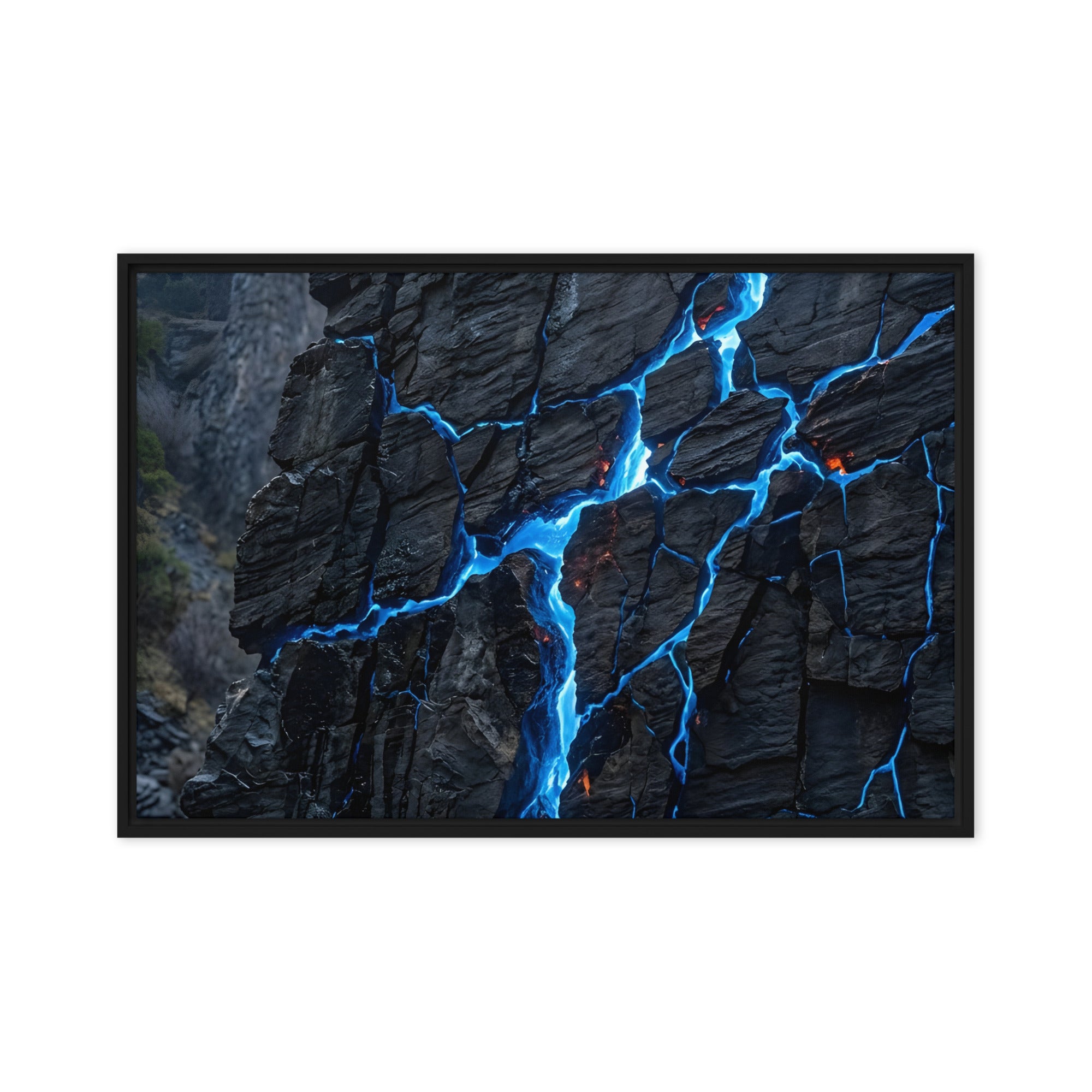 Xenolith framed canvas print with product details shown in white frame, 24 x 32 inch large size