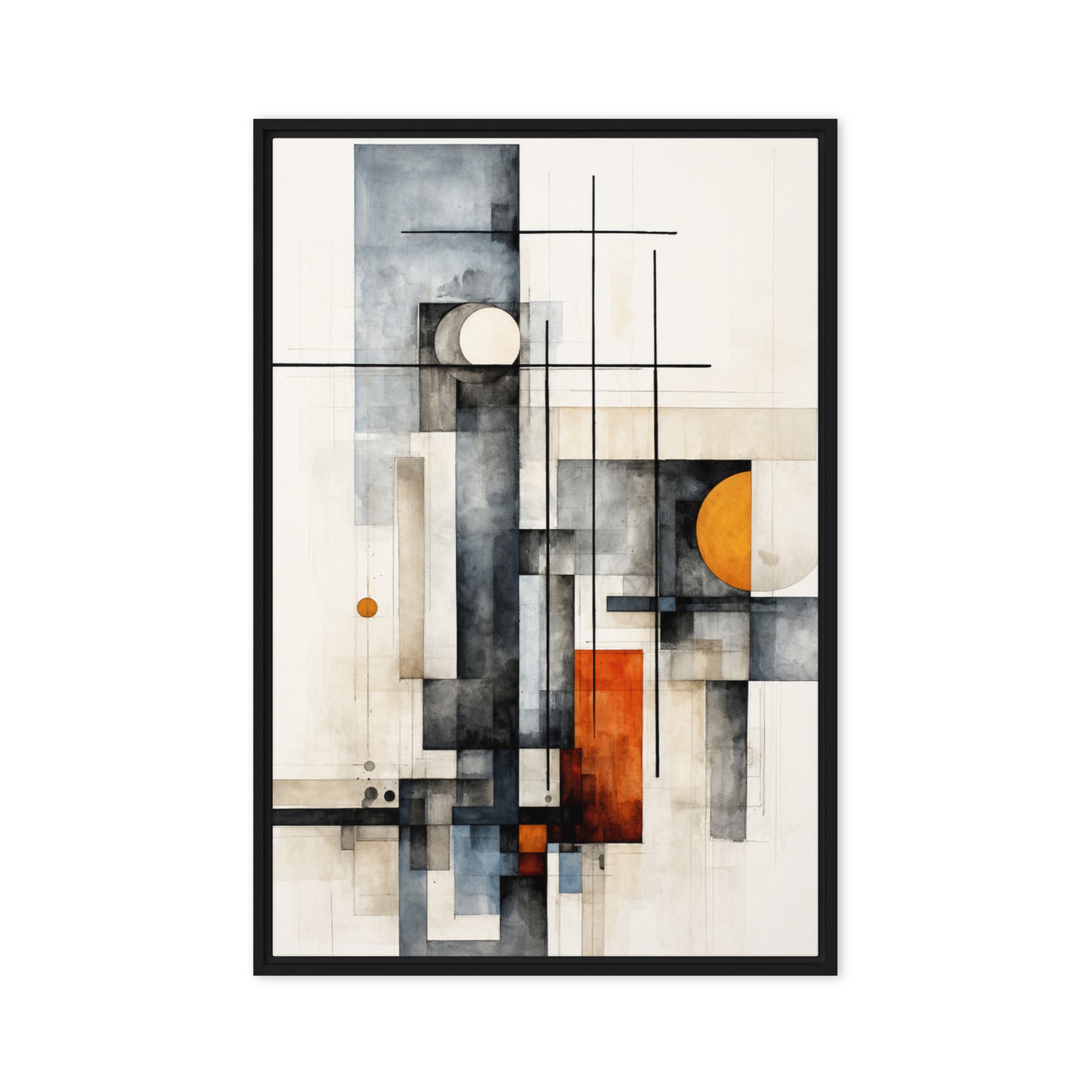 Girder framed canvas print shown in front view in black frame, 8 x 10 inch universal size