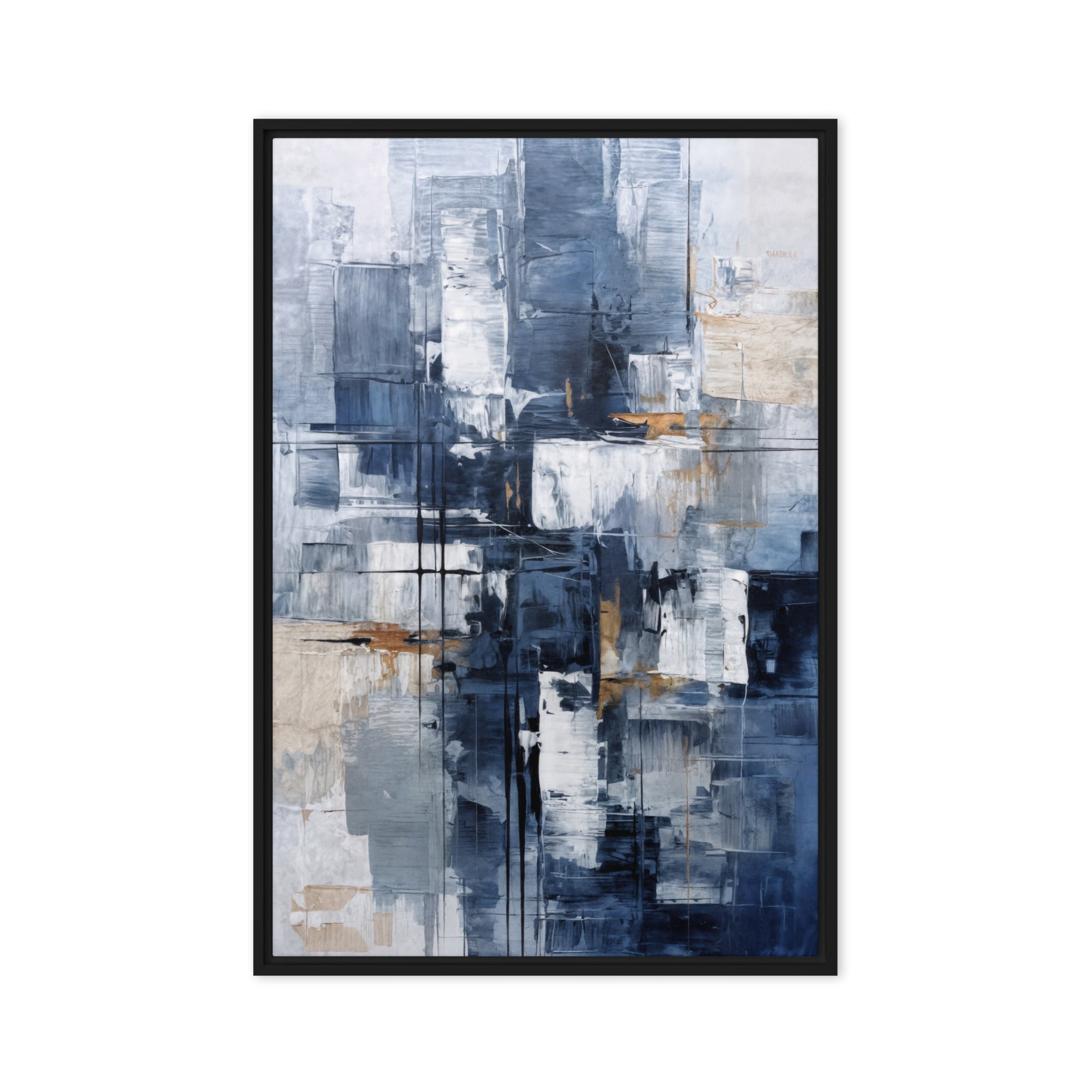Push framed canvas print shown in front view in black frame, 8 x 10 inch universal size