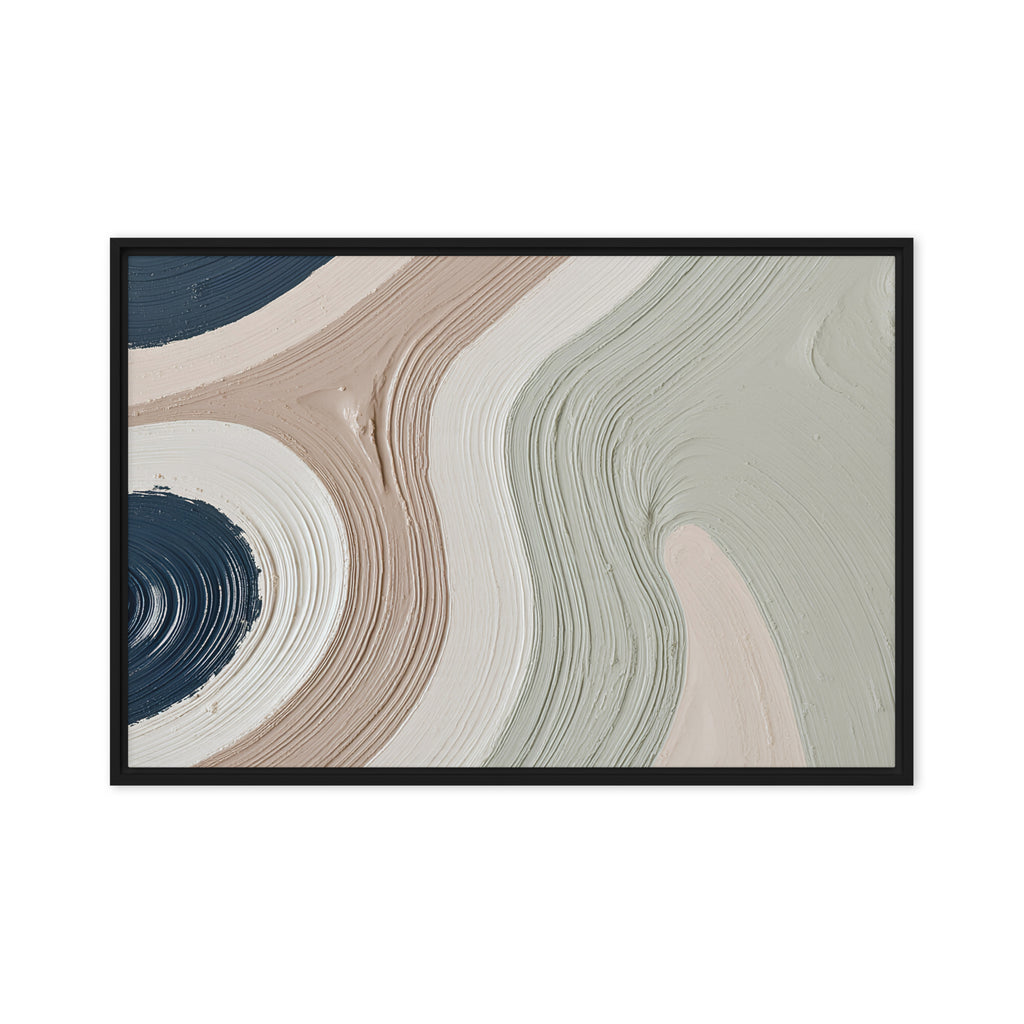 Talus framed canvas artwork with angular rock-like forms and deep charcoal contrasts, shown on white.