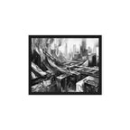 Attitudes framed canvas skyline wall art mb canvas shown in front view in black frame, 12 x 18 inch universal size