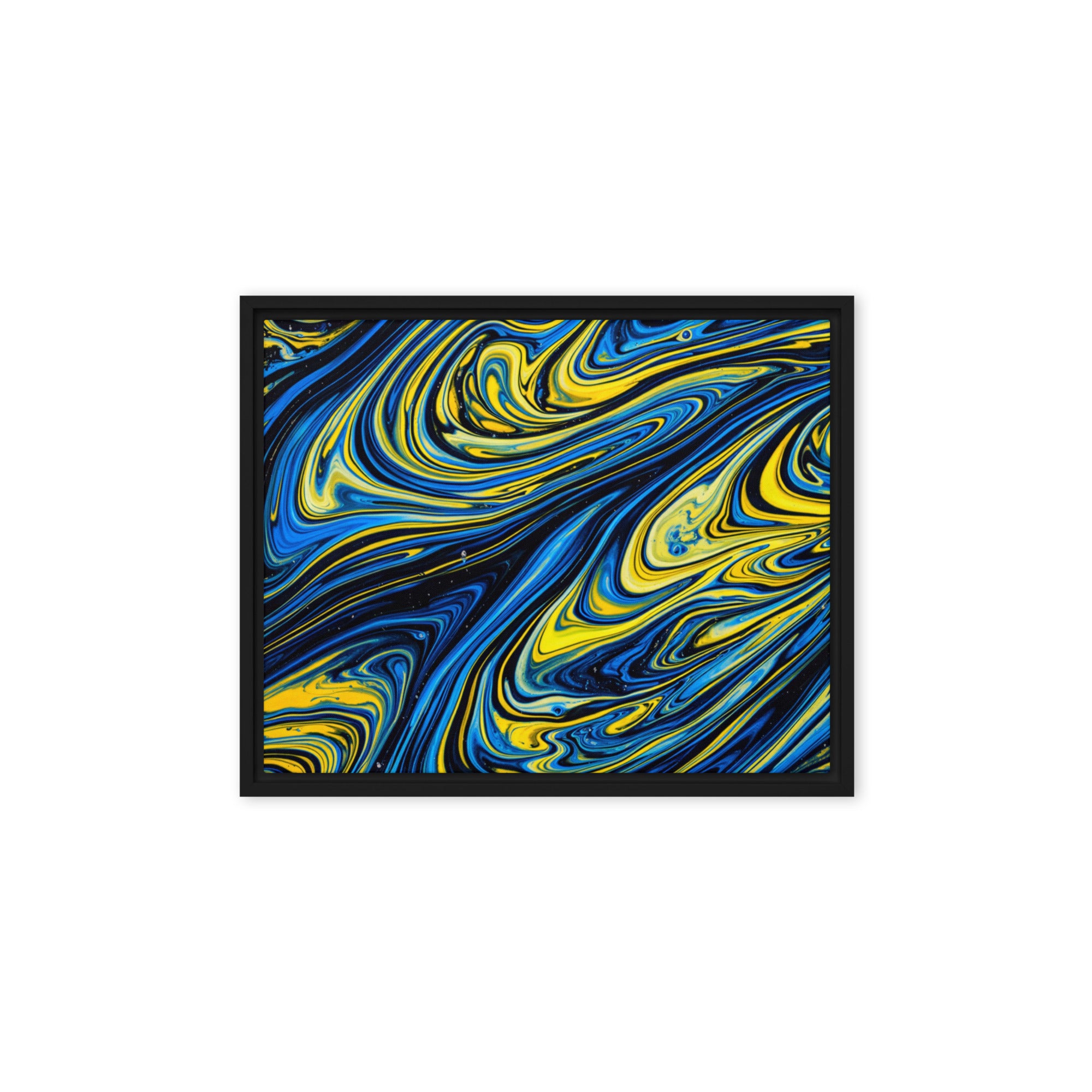 Coral framed canvas print shown in front view in black frame, 8 x 10 inch universal size