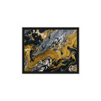 Aurum framed canvas print with product details shown in white frame, 24 x 32 inch large size