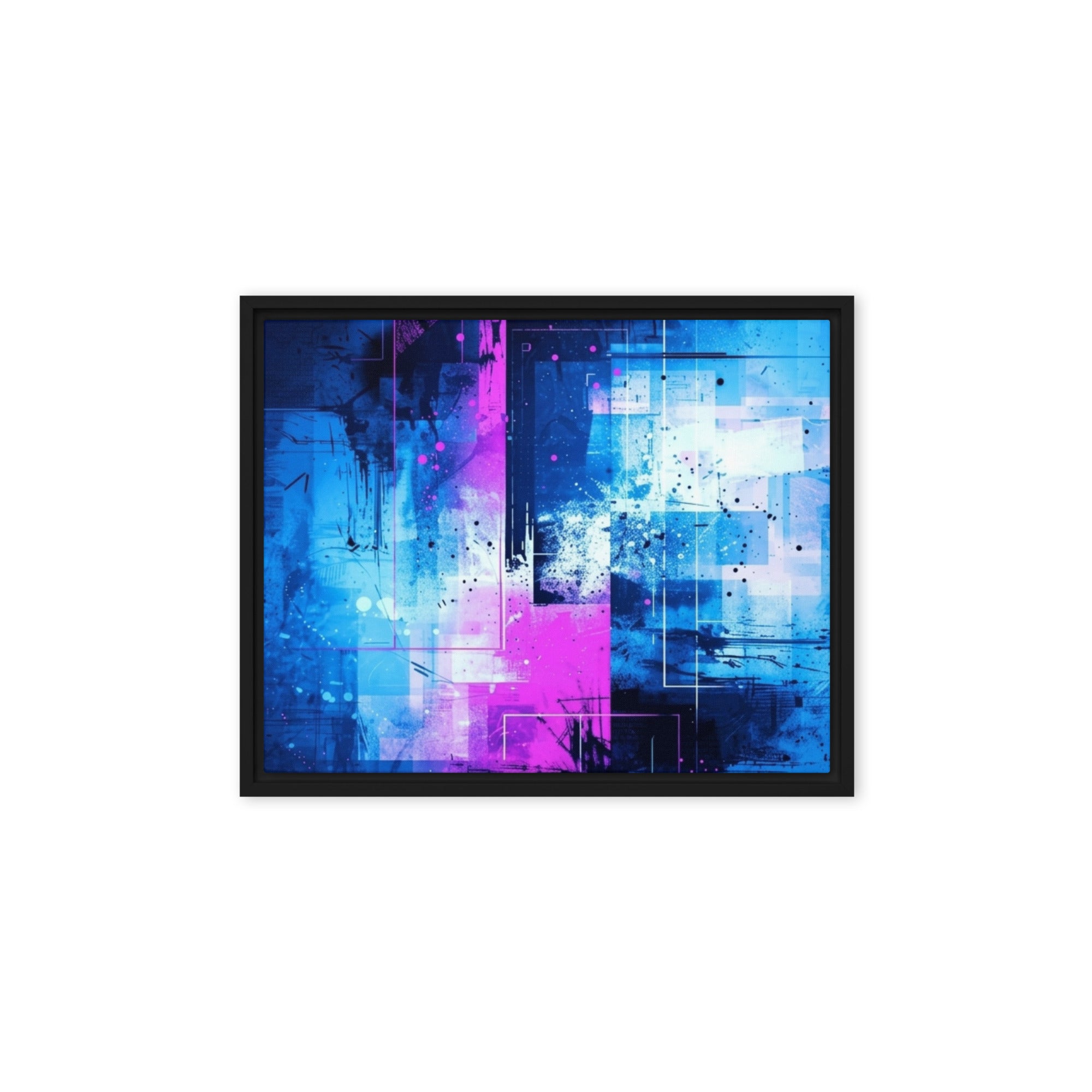 Neon wall art product image as a framed canvas print in black frame, 9 x 12 inch universal size