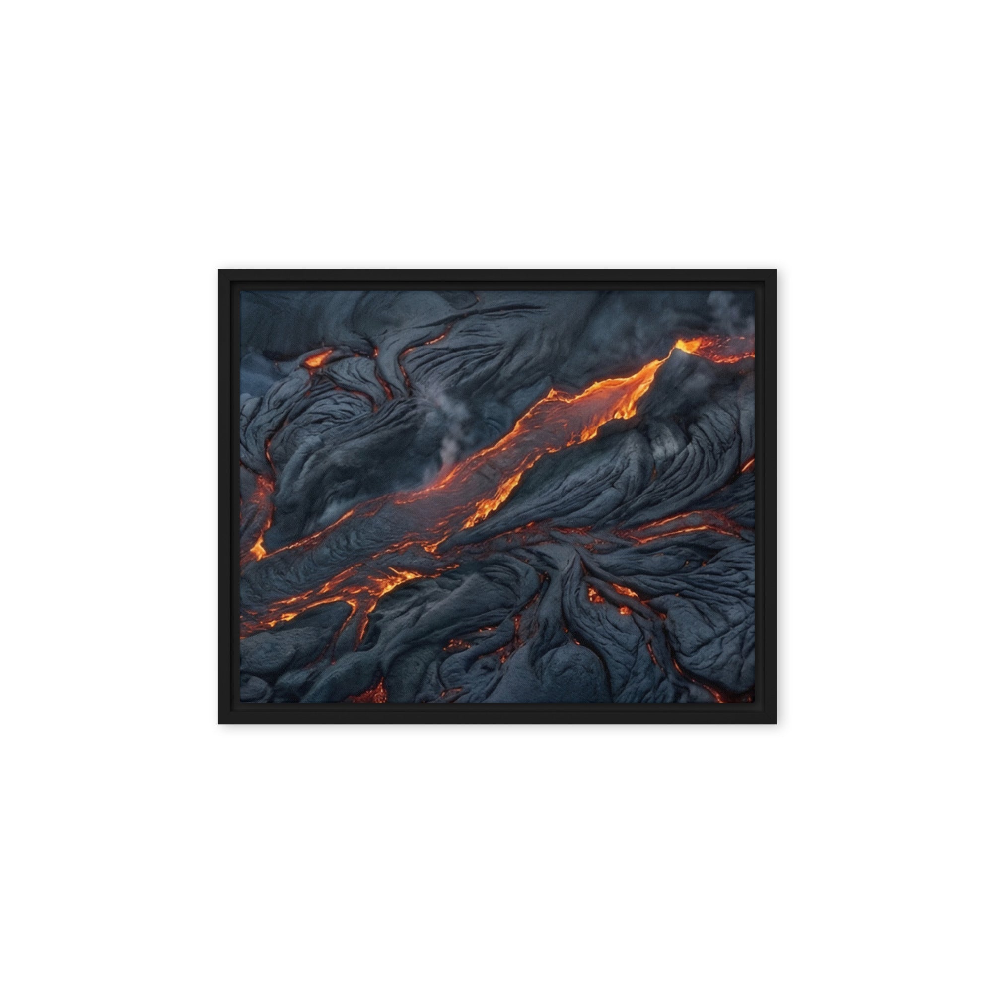 Molten wall art product image as a framed canvas print in black frame, 9 x 12 inch universal size