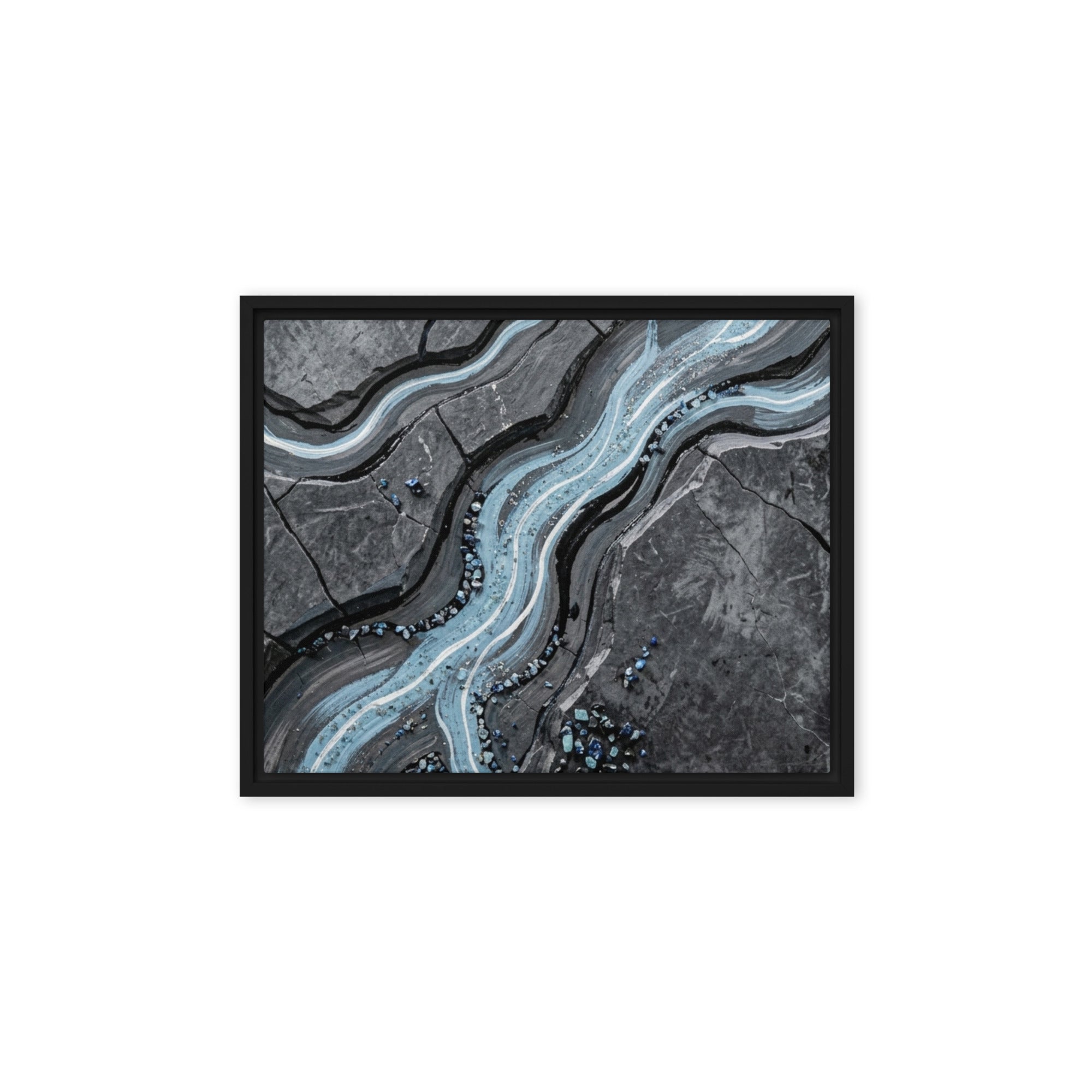 Viscosity framed canvas print front-facing product image in black frame, 11 x 14 inch universal size