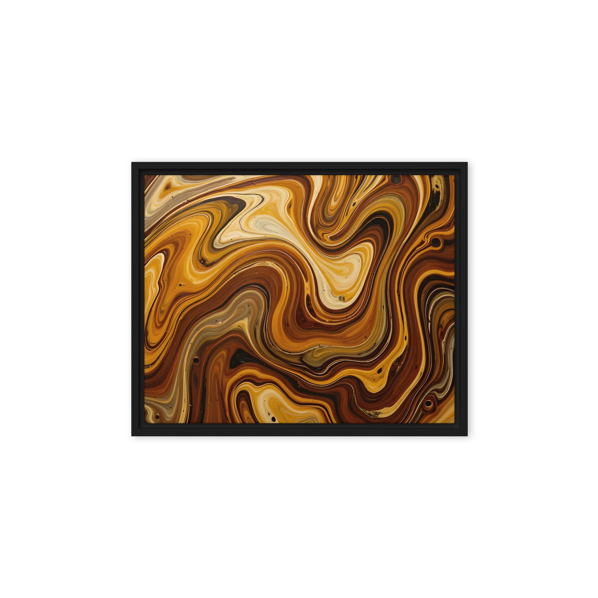 Molten Earth wall art product image as a framed canvas print in black frame, 9 x 12 inch universal size