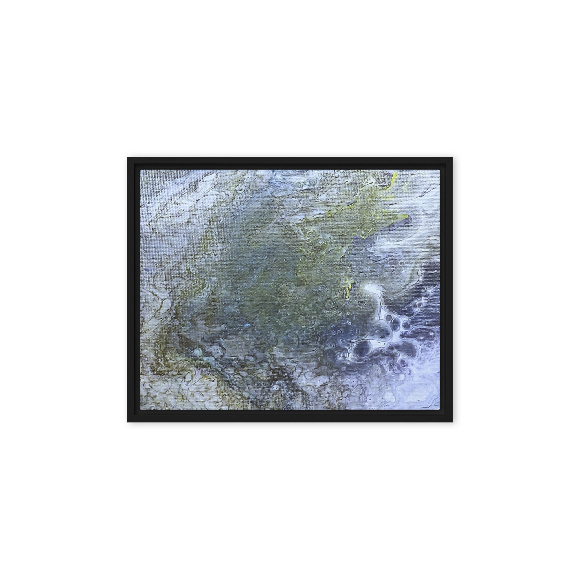 Shallows framed canvas studio series shown in front view in black frame, 8 x 10 inch universal size