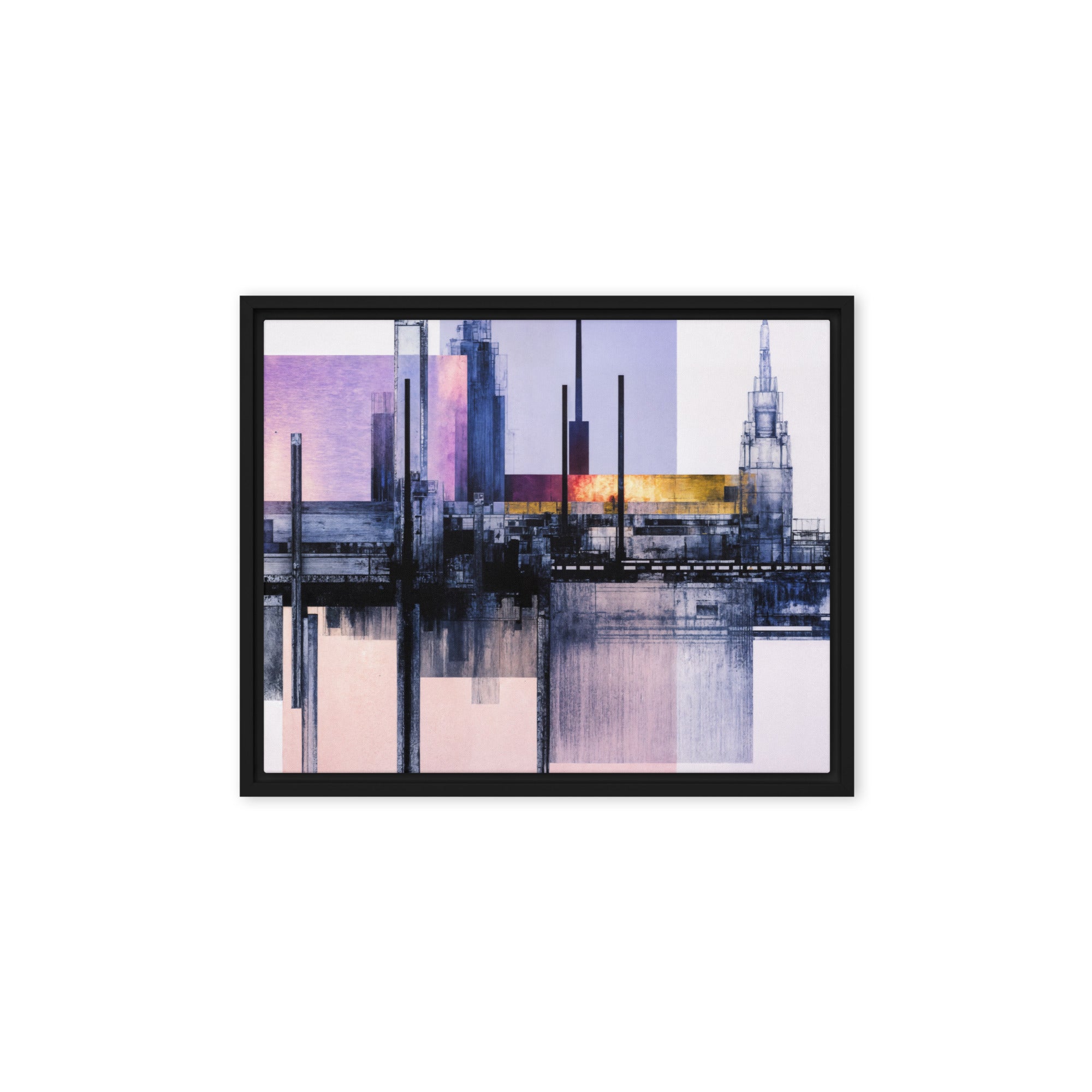Escapes framed canvas print shown in front view in black frame, 8 x 10 inch universal size