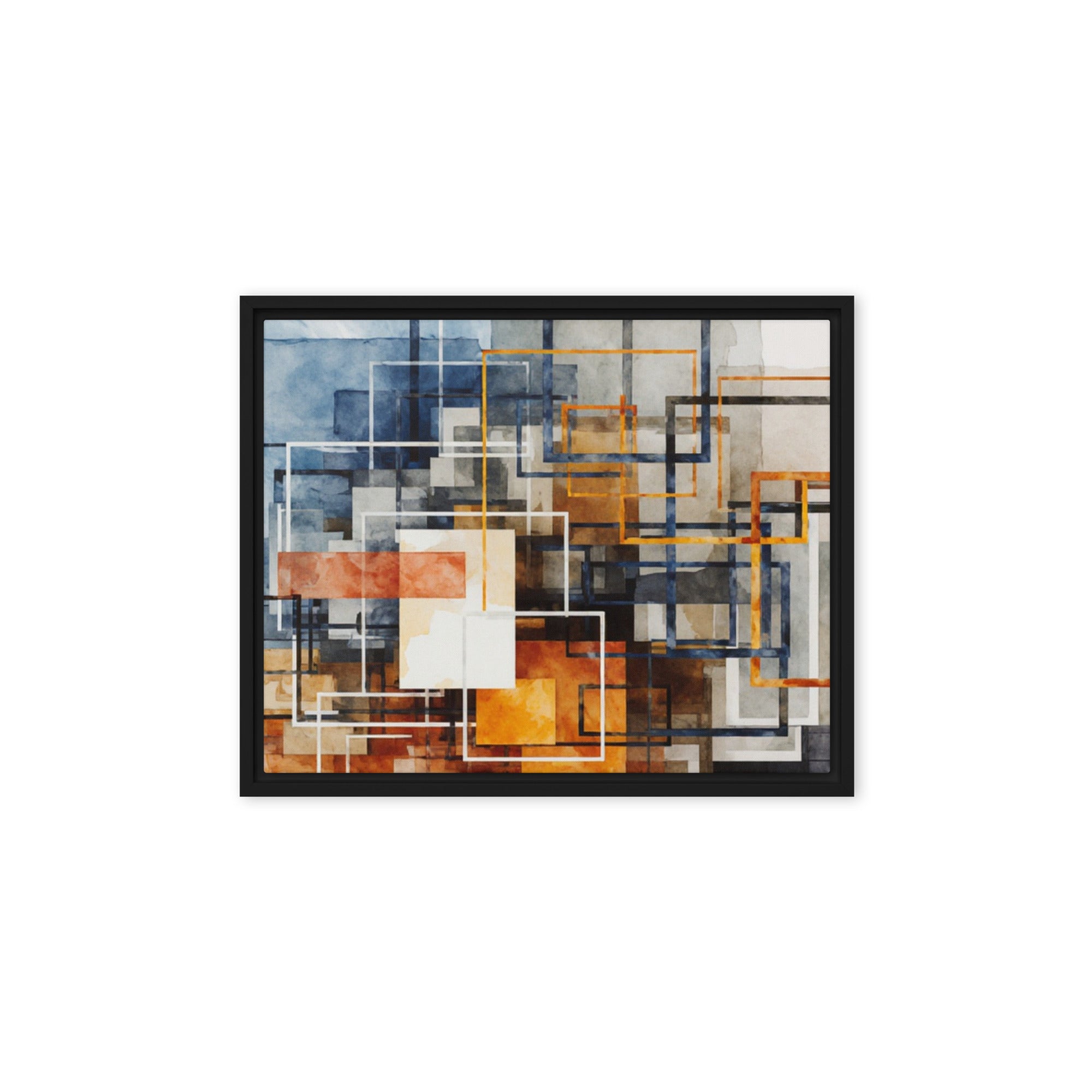 Stratum wall art product image as a framed canvas print in black frame, 9 x 12 inch universal size