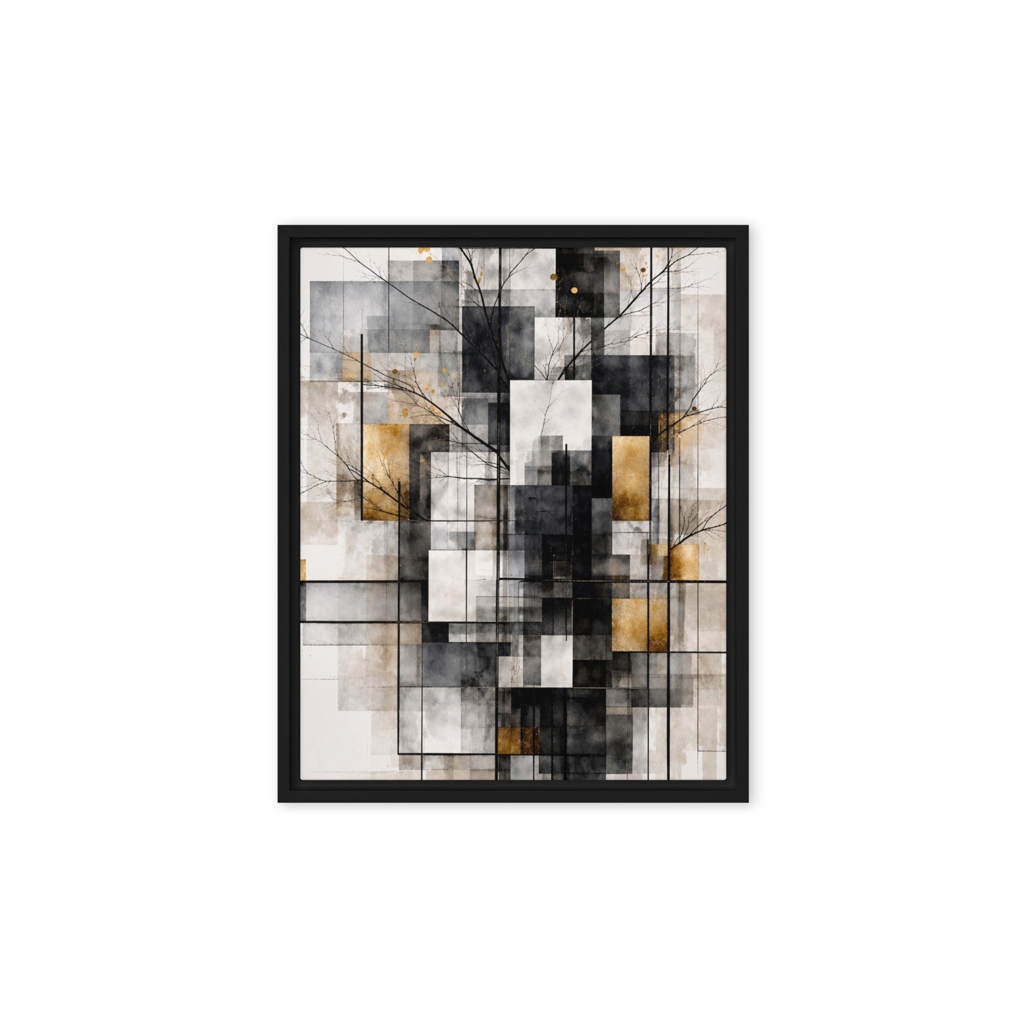 Avect framed canvas print shown in front view in black frame, 8 x 10 inch universal size