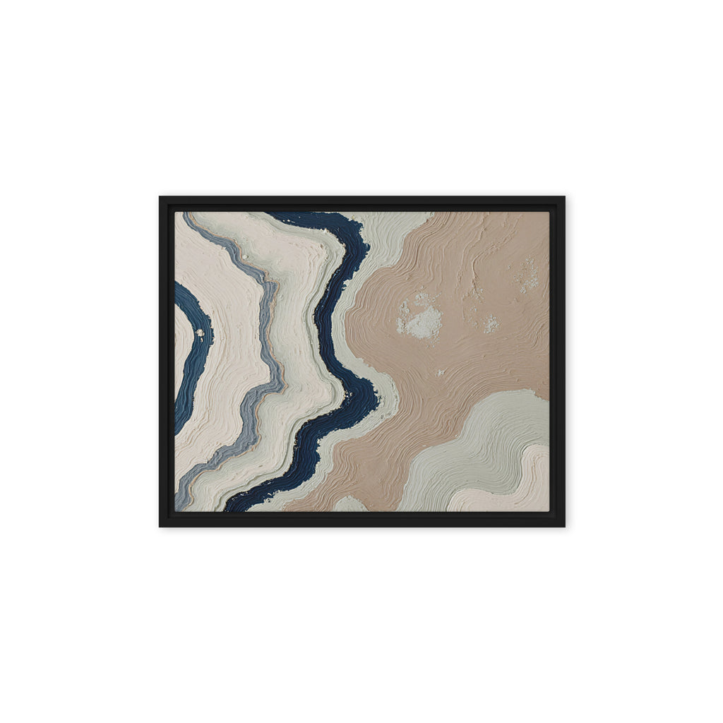 Karst framed canvas artwork with limestone-like textures and deep charcoal shadows, shown on white.