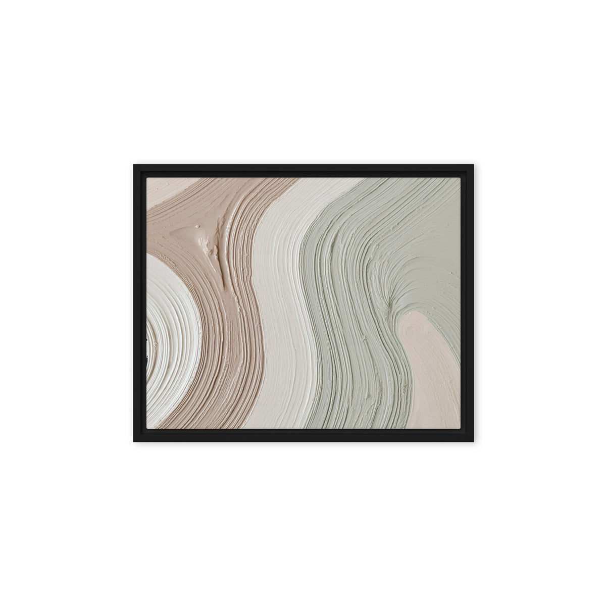Talus framed canvas artwork with angular rock-like forms and deep charcoal contrasts, shown on white.