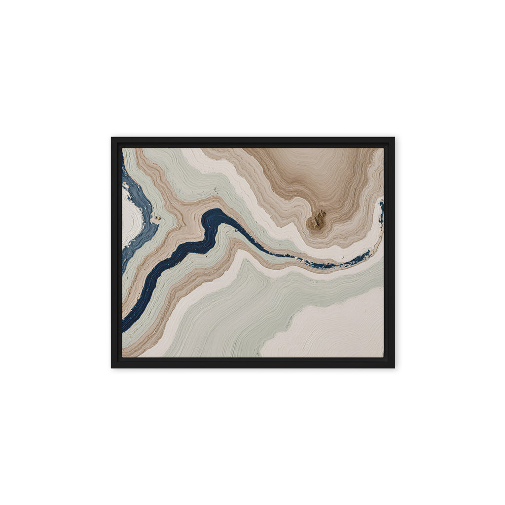 Terrace framed canvas artwork with stepped stone-like shelves and warm mineral gradients, shown on white.