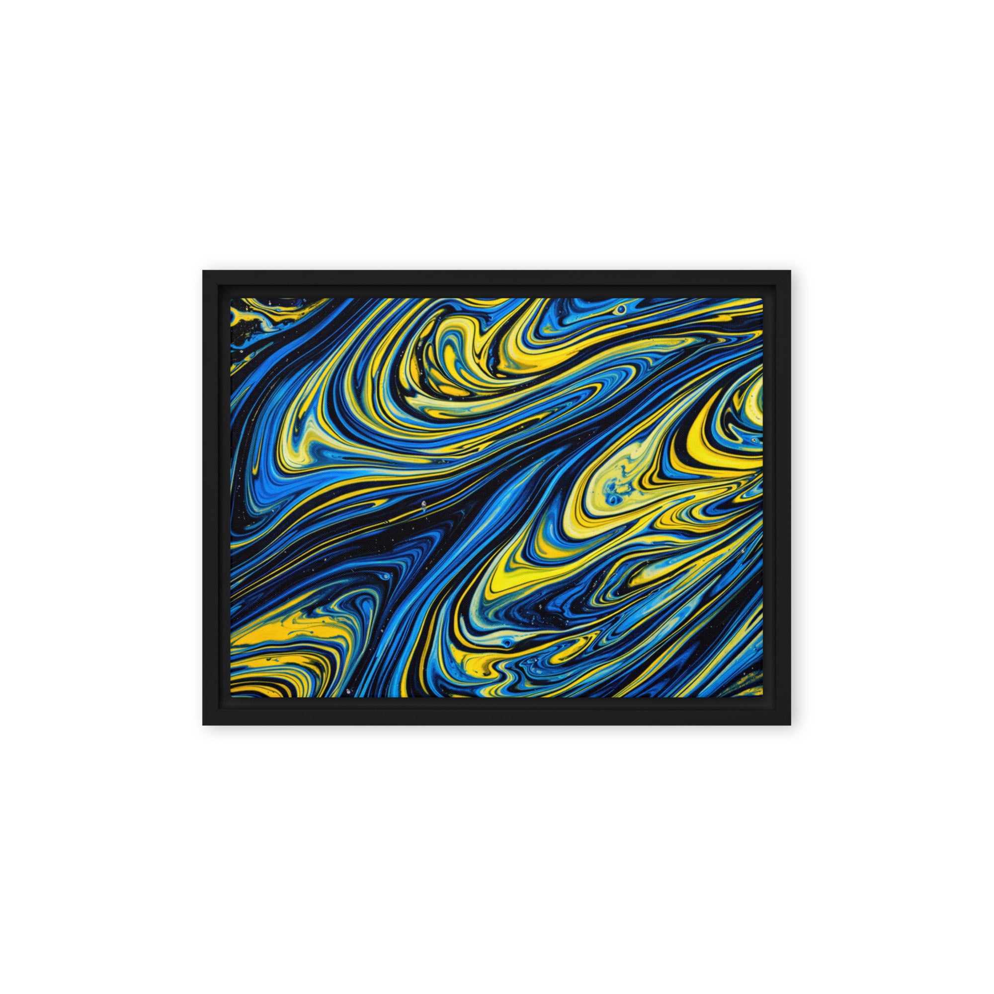 Coral framed canvas print wall display image in black frame, 12 x 12 inch universal size