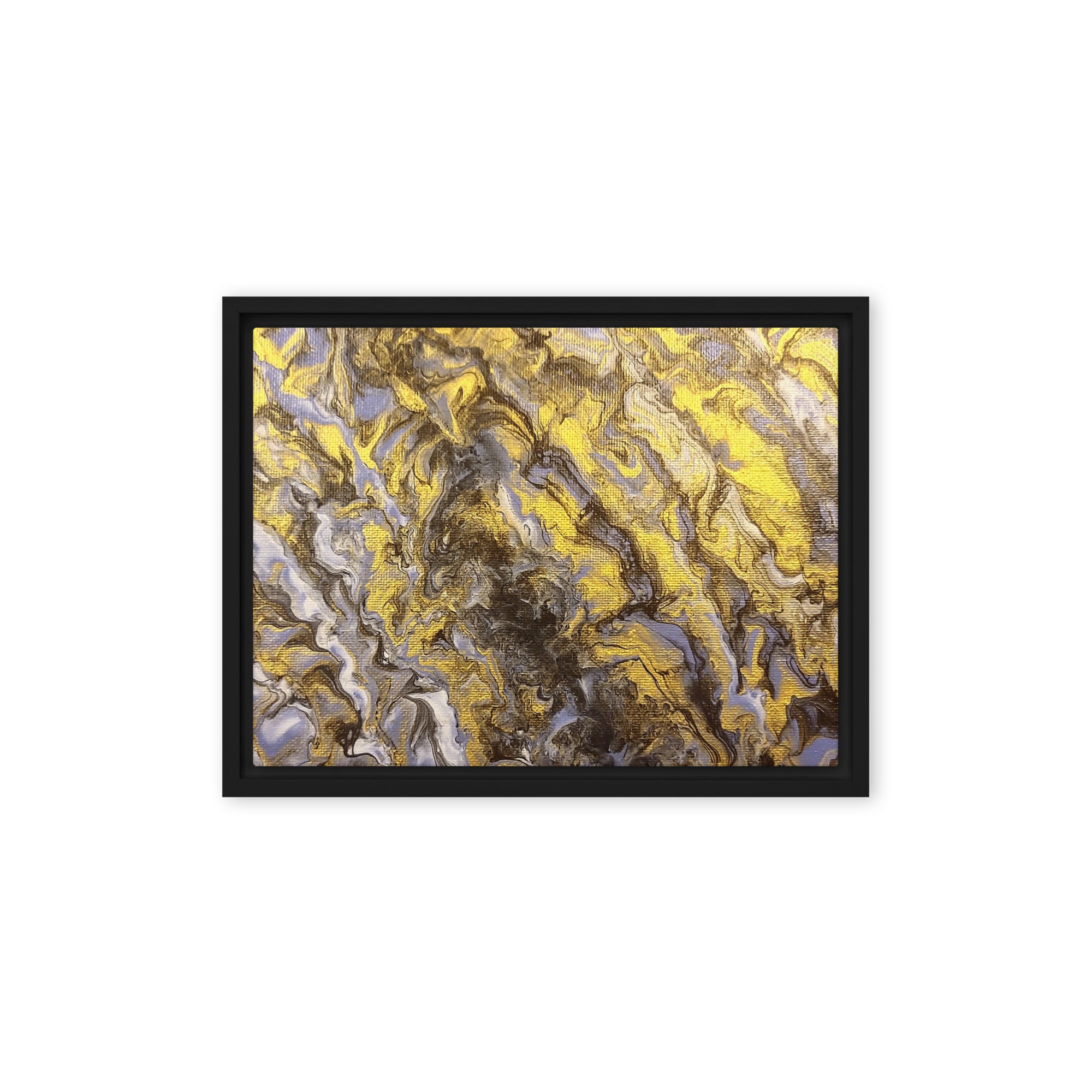 Gold Wave wall art product image as a framed canvas print in black frame, 9 x 12 inch universal size