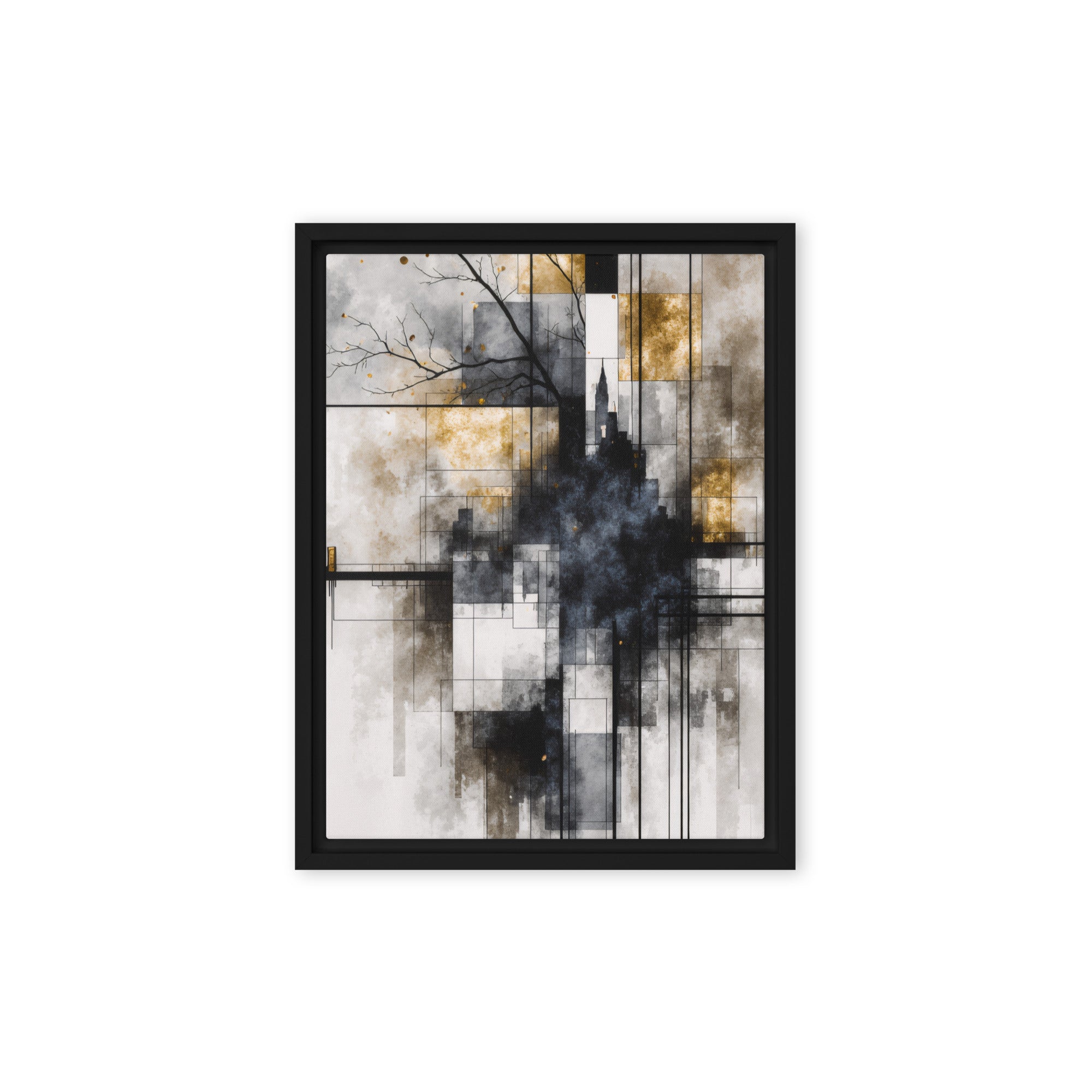 Brasier framed canvas print product mockup in black frame, 12 x 16 inch universal size