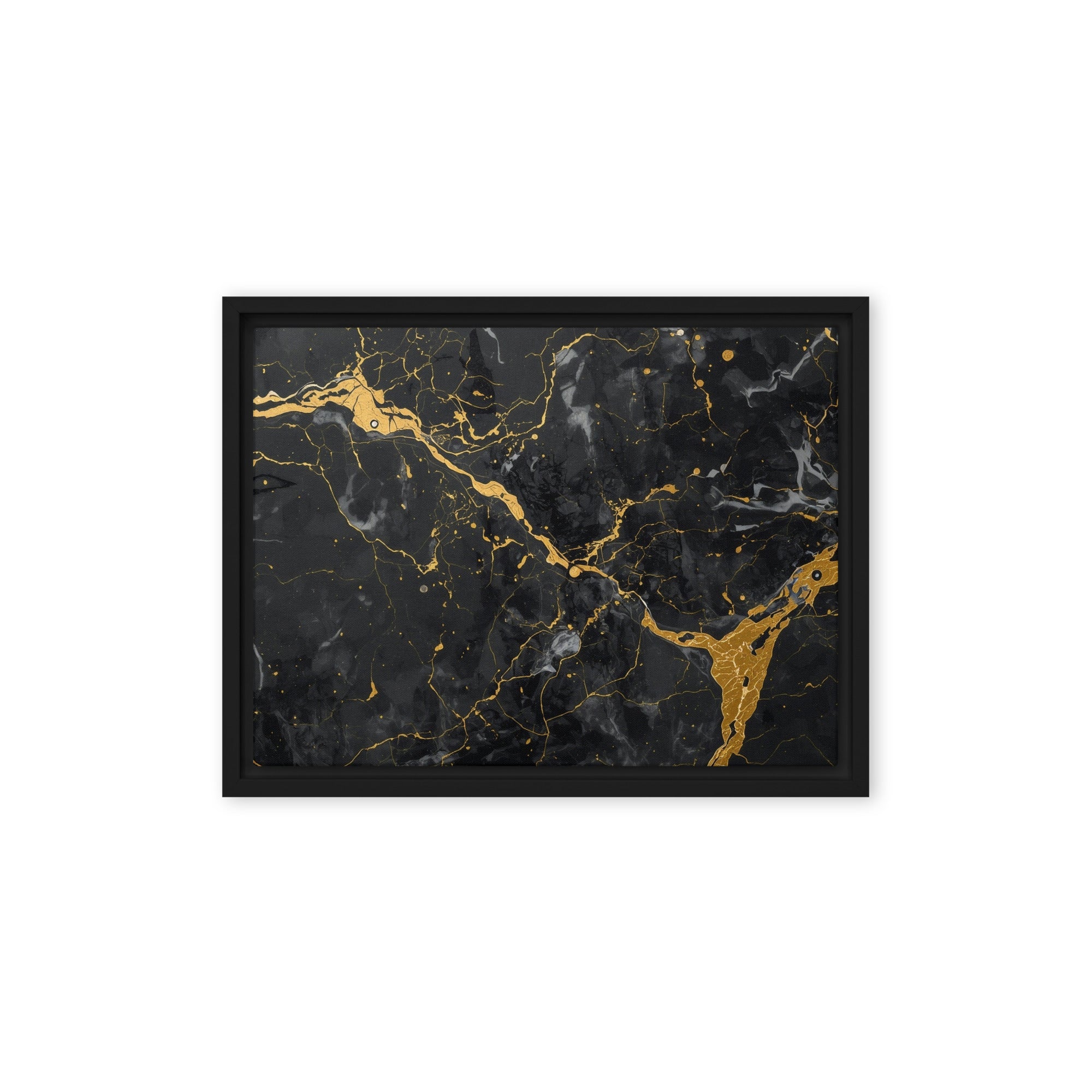 Midas framed canvas print product mockup in black frame, 12 x 16 inch universal size