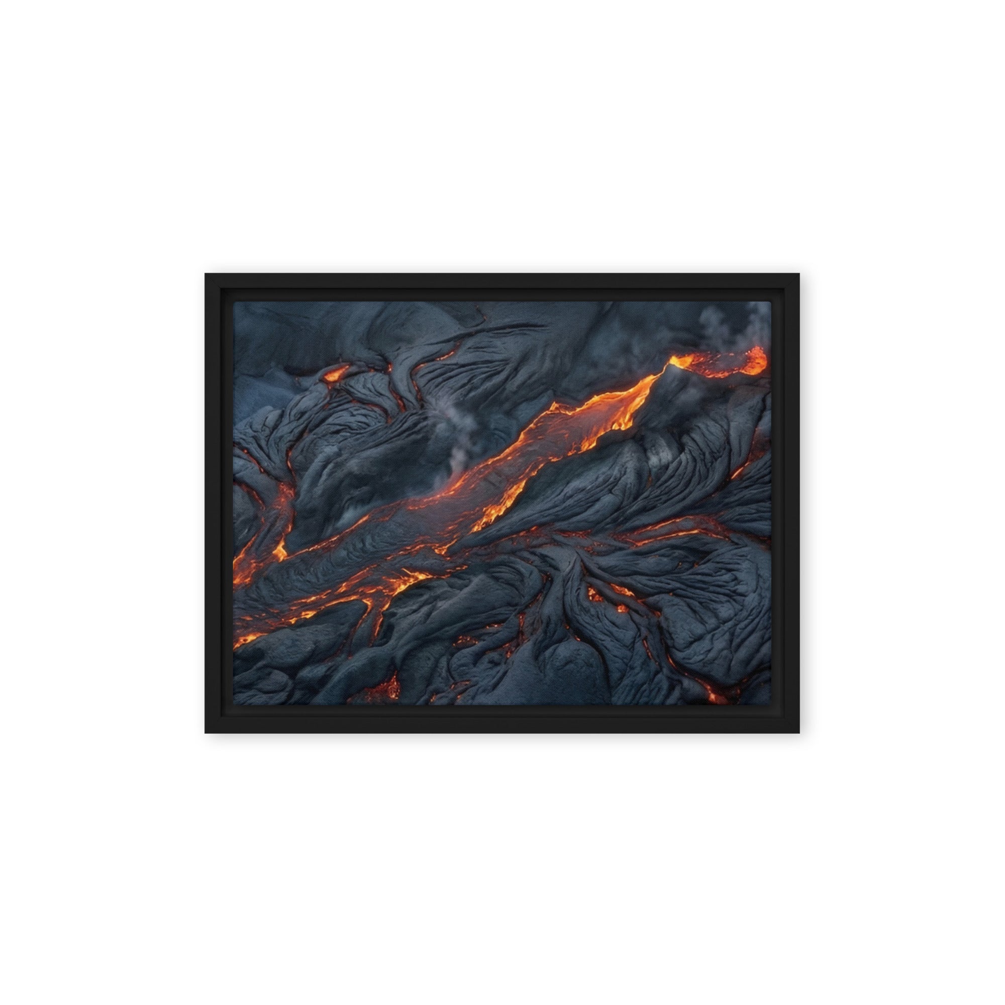 Molten framed canvas print product mockup in black frame, 12 x 16 inch universal size