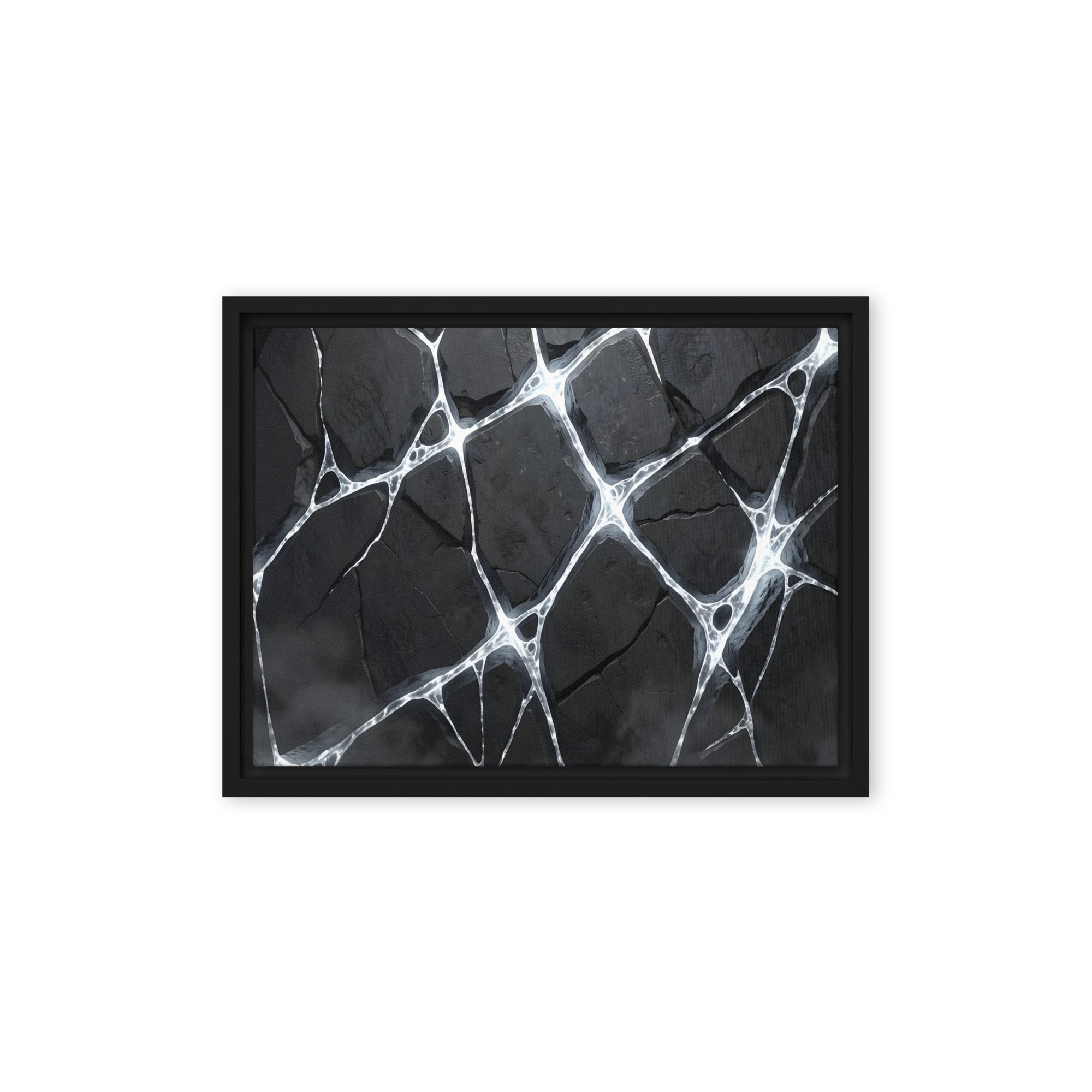 Pumice framed canvas print product mockup in black frame, 12 x 16 inch universal size