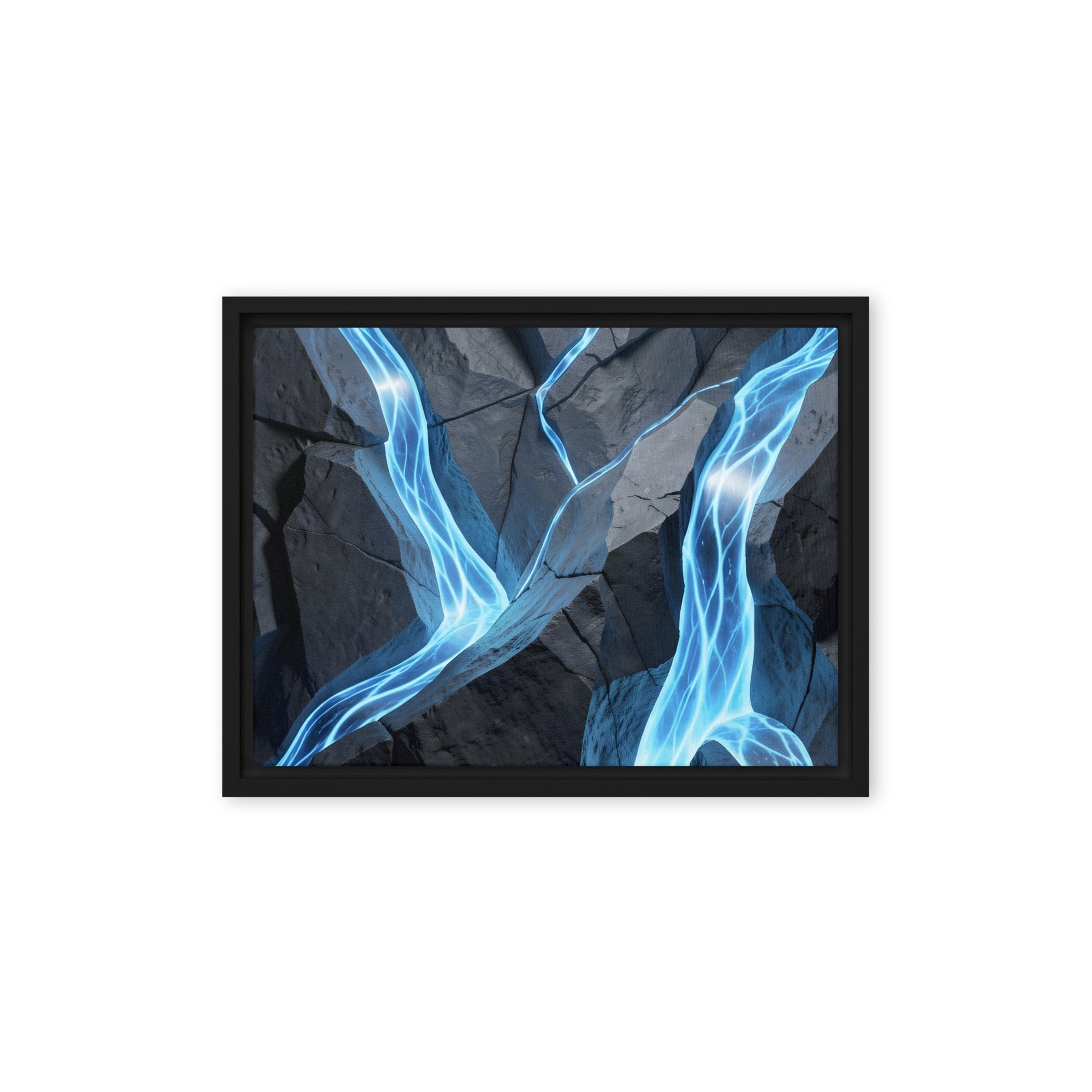 Tephra framed canvas print product view in black frame, 12 x 18 inch universal size