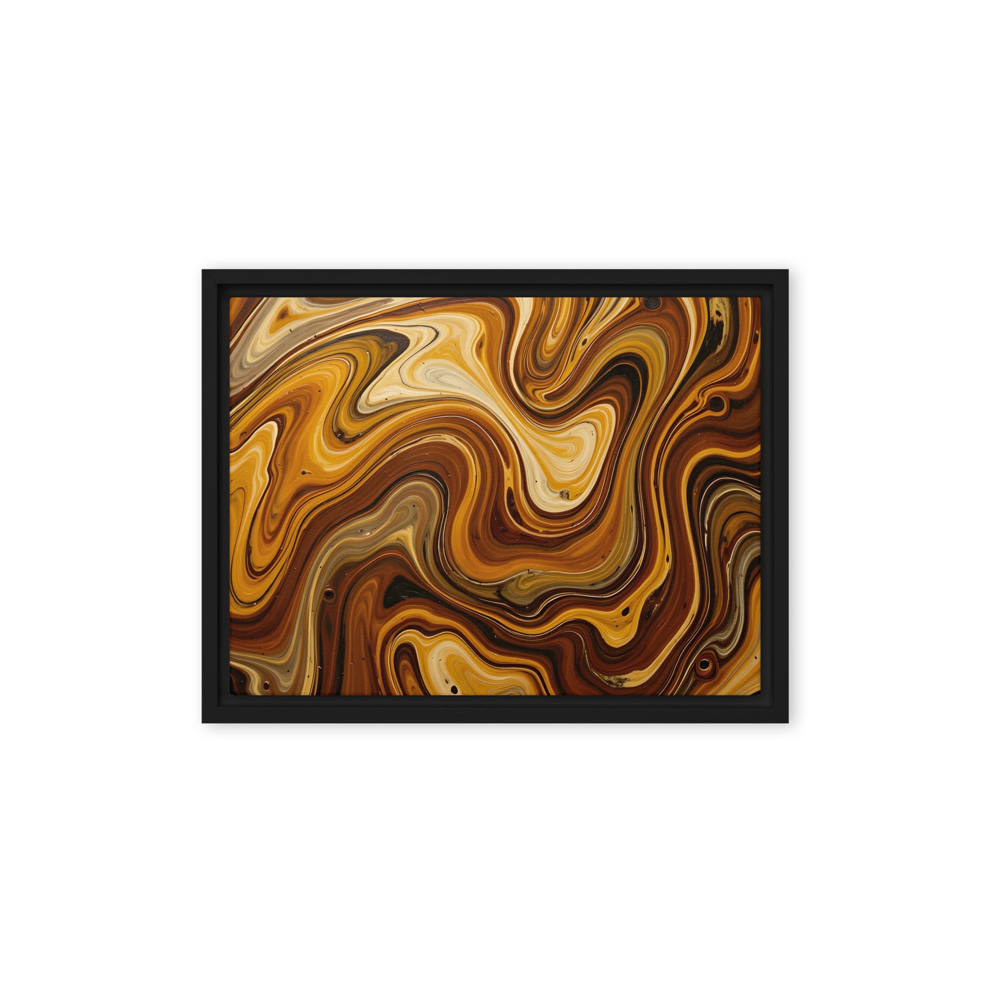 Molten Earth framed canvas print product mockup in black frame, 12 x 16 inch universal size