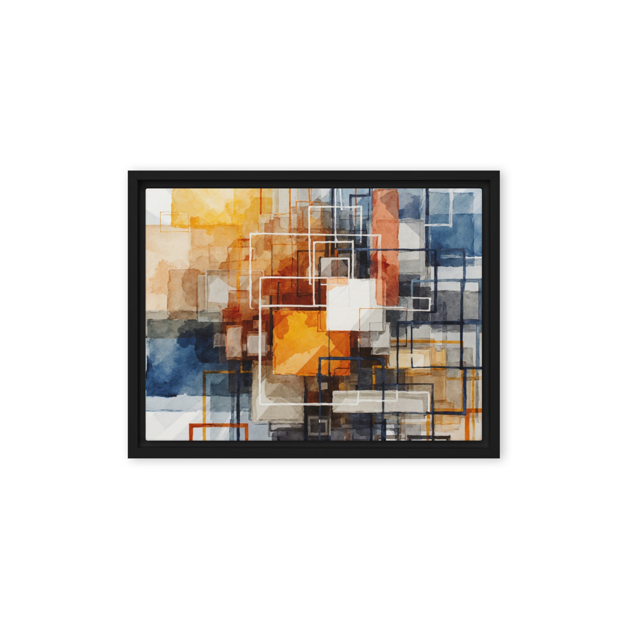 Plinth framed canvas print product mockup in black frame, 12 x 16 inch universal size