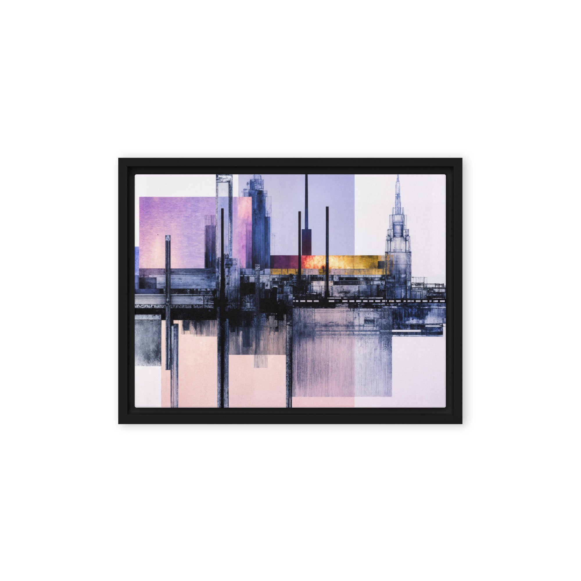 Escapes framed canvas print wall display image in black frame, 12 x 12 inch universal size