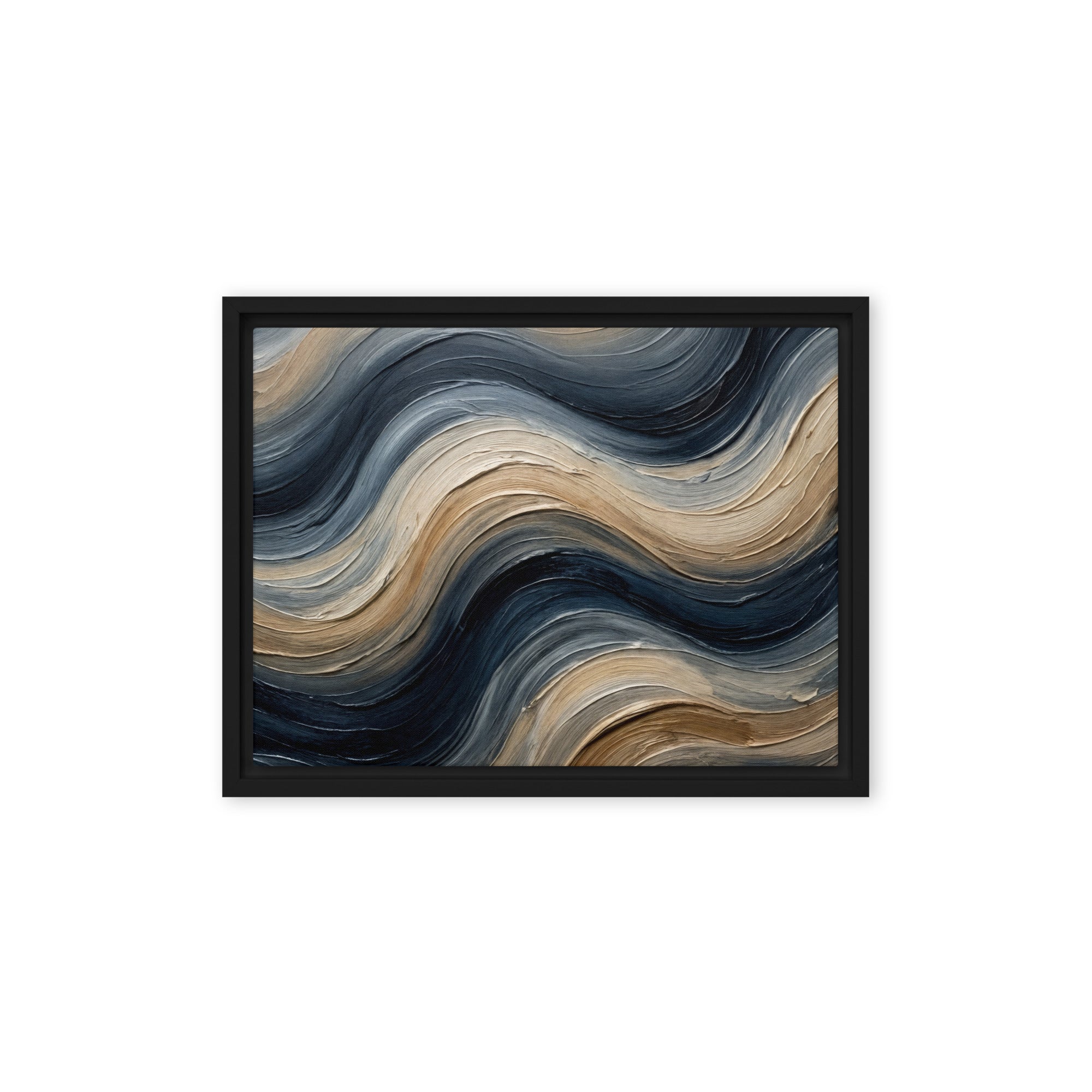 Conform framed canvas print product mockup in black frame, 12 x 16 inch universal size