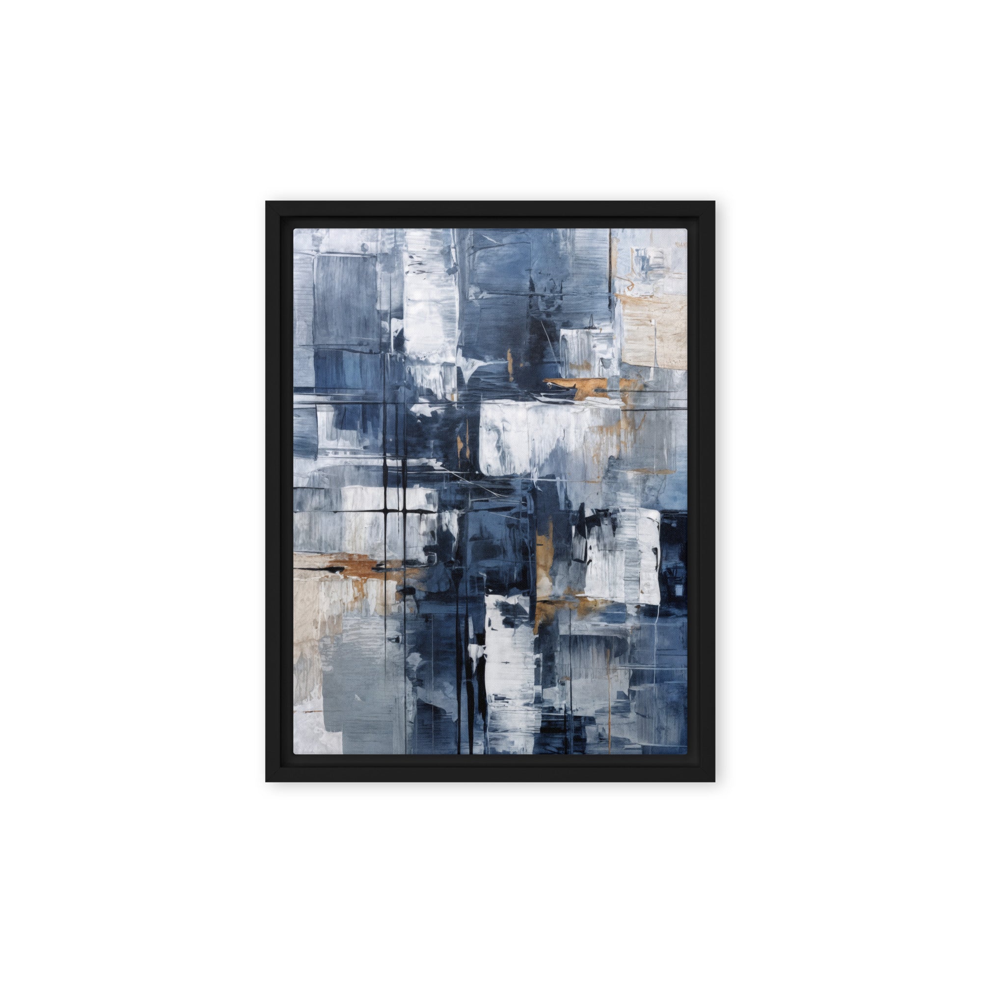 Push framed canvas print product mockup in black frame, 12 x 16 inch universal size